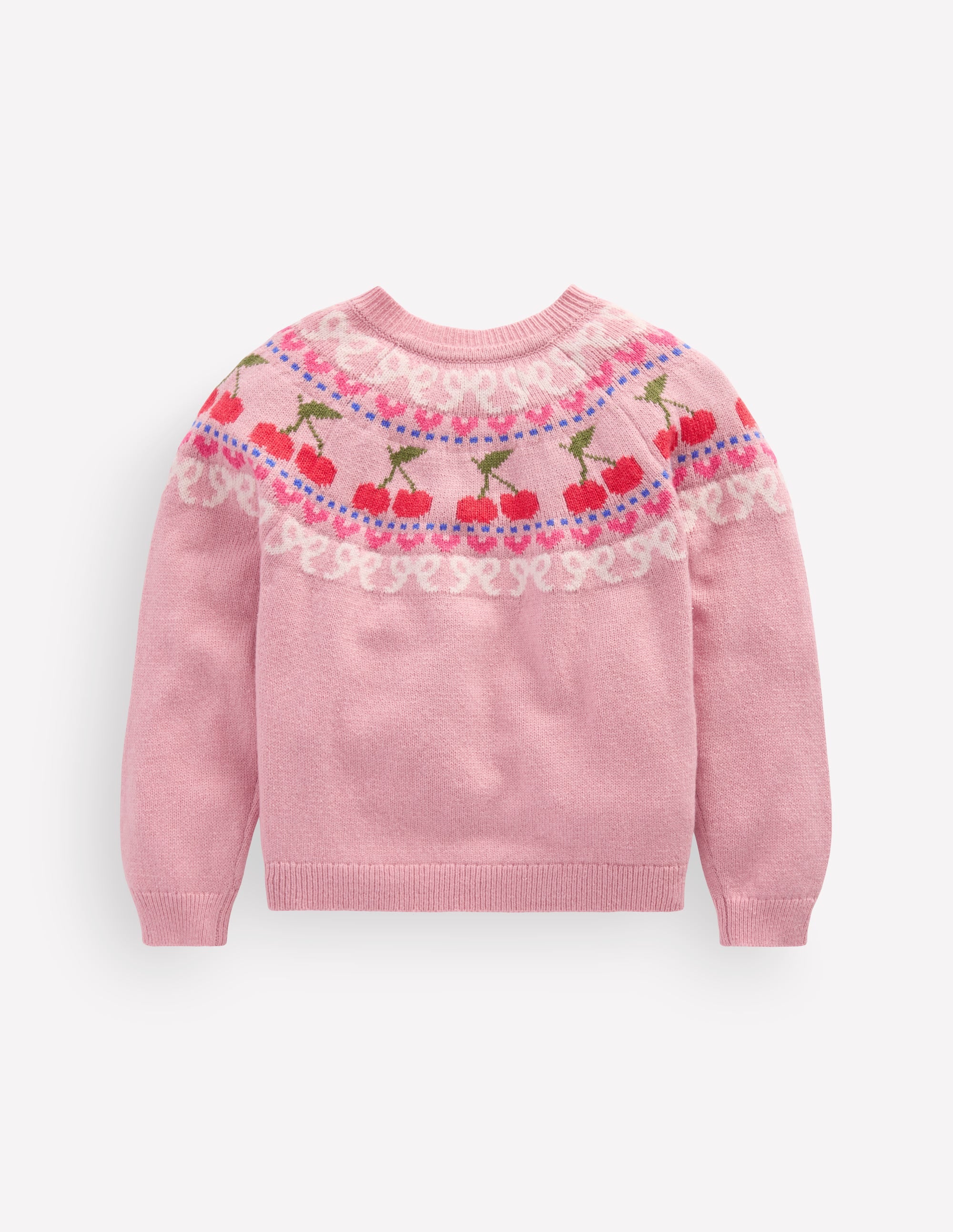 Edie Fair Isle Cardigan-Vintage Pink Marl Cherries - Image 3