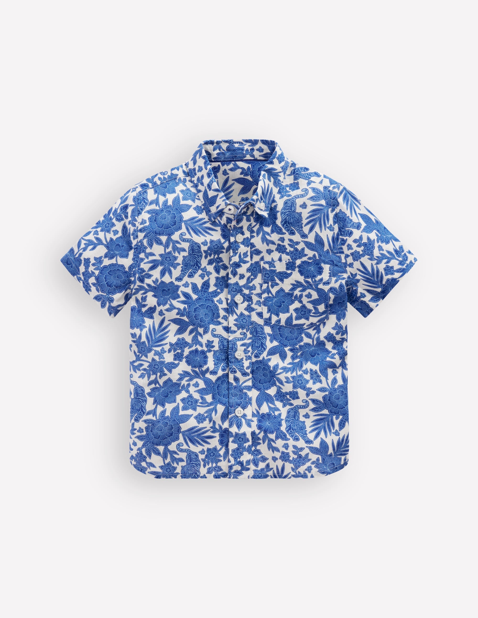 Cotton Linen Shirt-Jungle Woodblock - Image 1