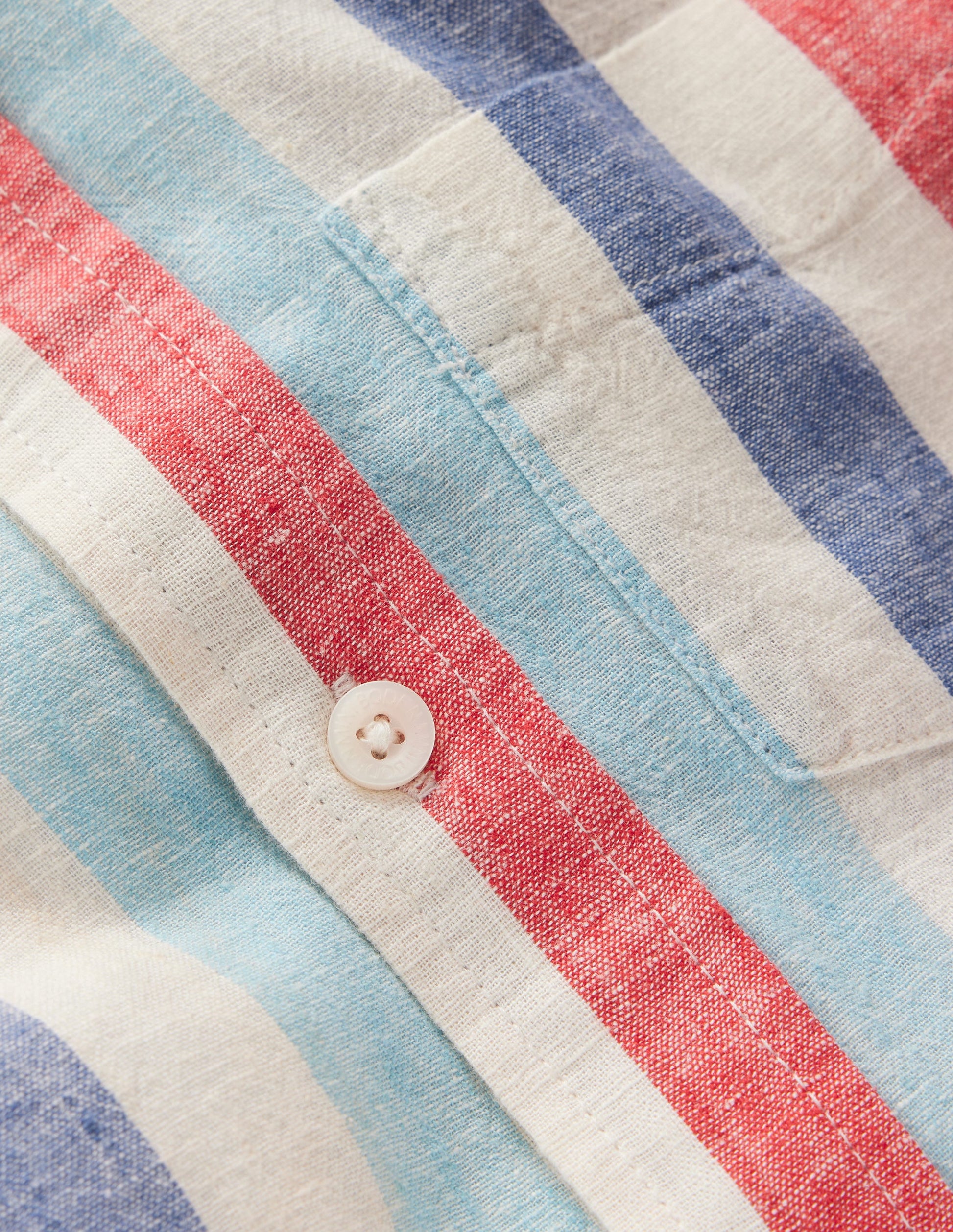 Cotton Linen Shirt-Blue and Red Stripe-3
