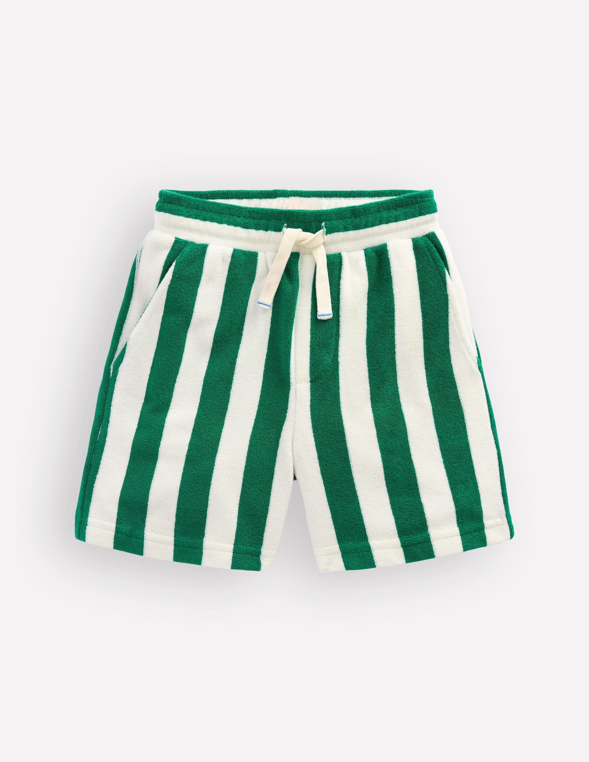 Towelling Shorts-Green and Ivory Stripe - Image 3
