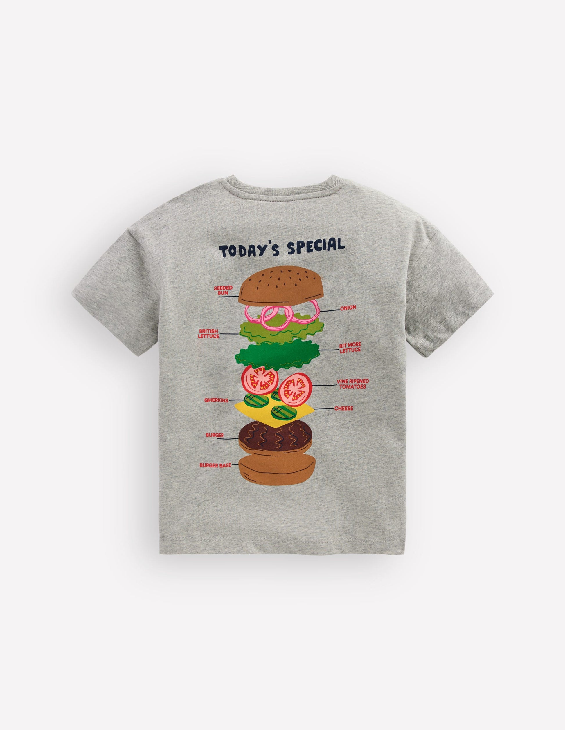 Front & Back Printed T-shirt-Grey Marl Hamburger-4