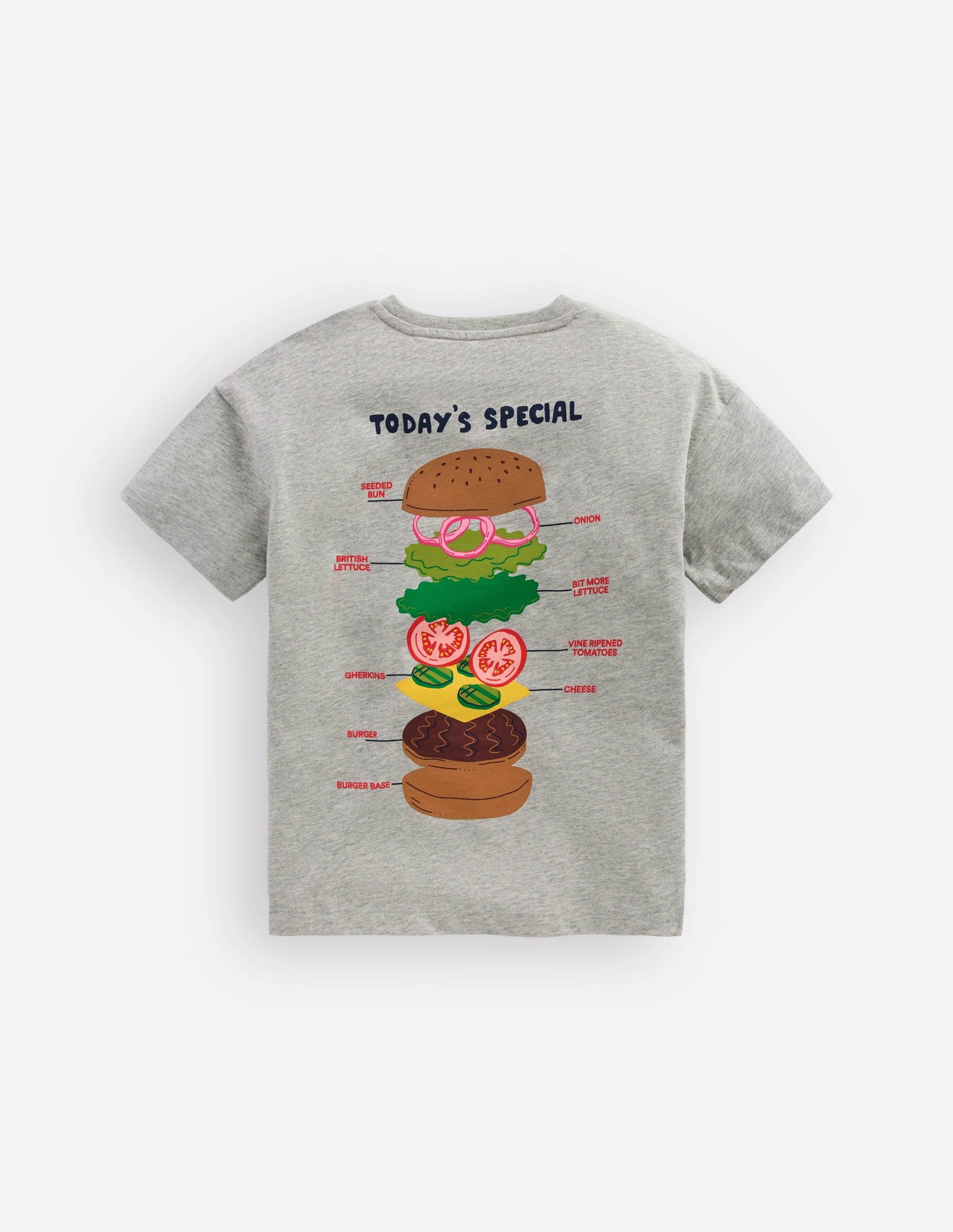 Front & Back Printed T-shirt-Grey Marl Hamburger - Image 4