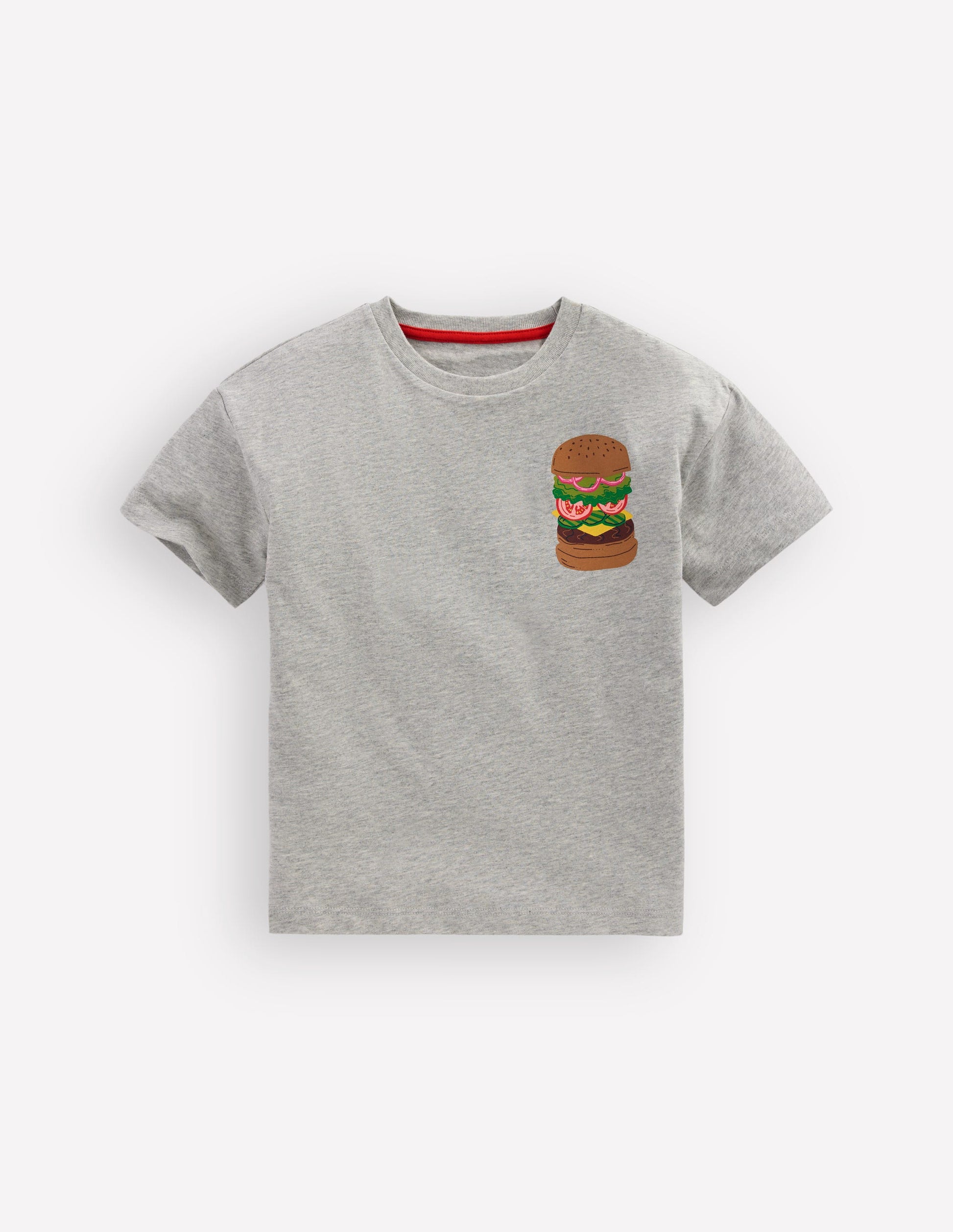 Front & Back Printed T-shirt-Grey Marl Hamburger-3
