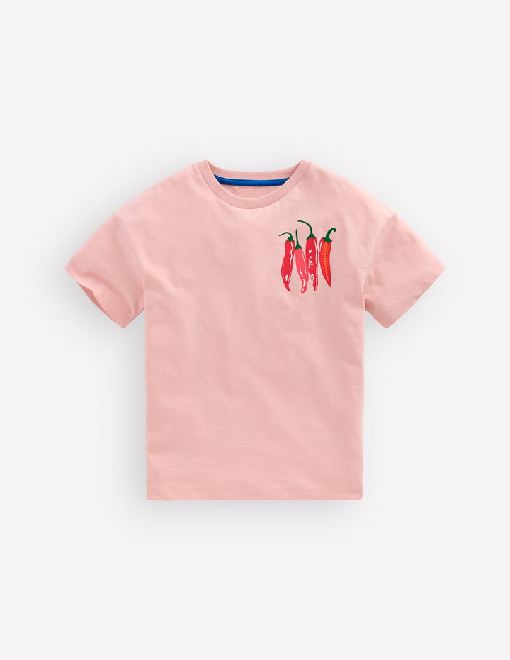 Front & Back Printed T-shirt-Vintage Pink Chillis