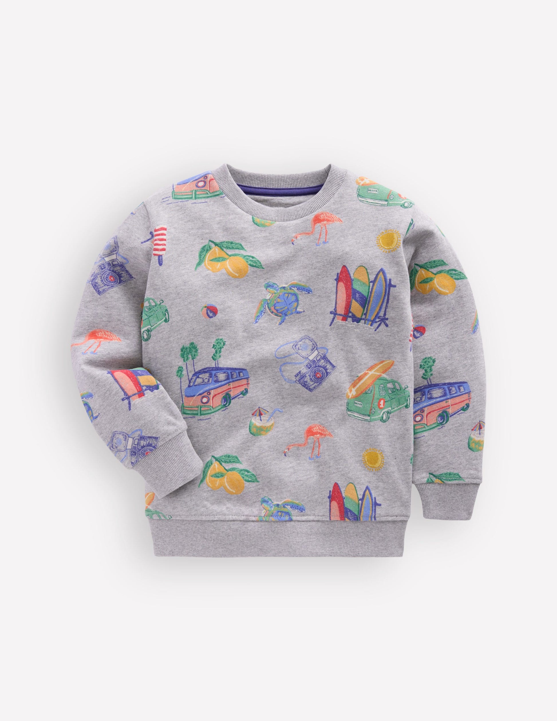 Everyday Printed Sweatshirt-Grey Marl Sketchy Holiday-2