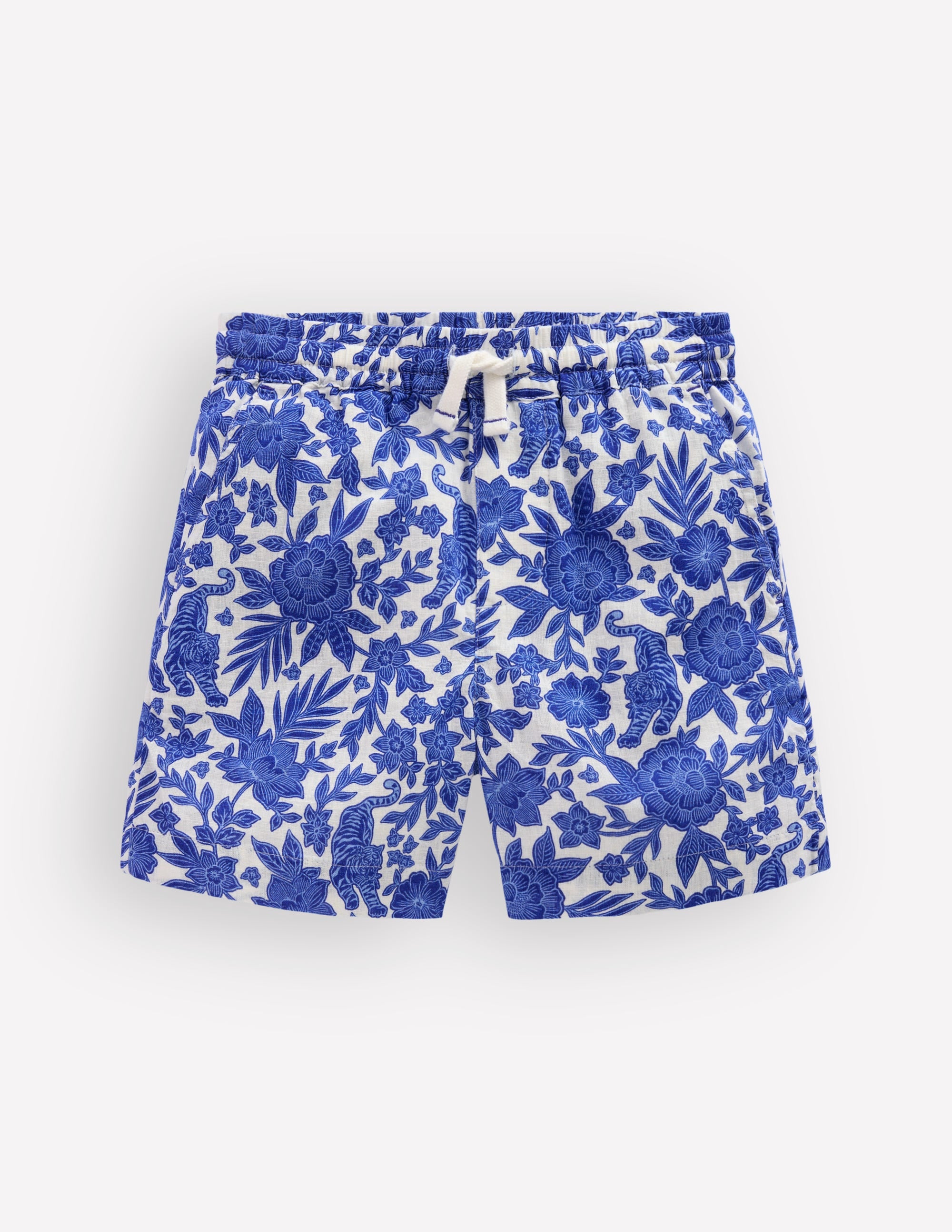 Cotton Linen Shorts-Jungle Woodblock - Image 1