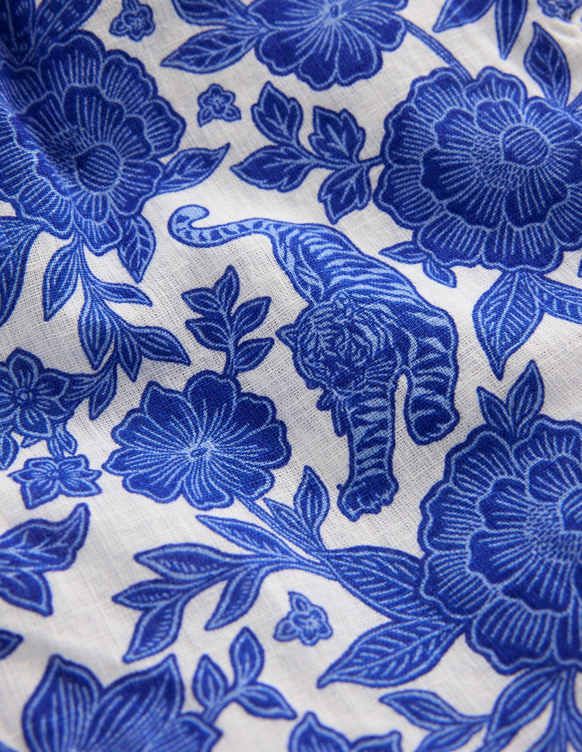 Cotton Linen Shorts-Jungle Woodblock - Image 3