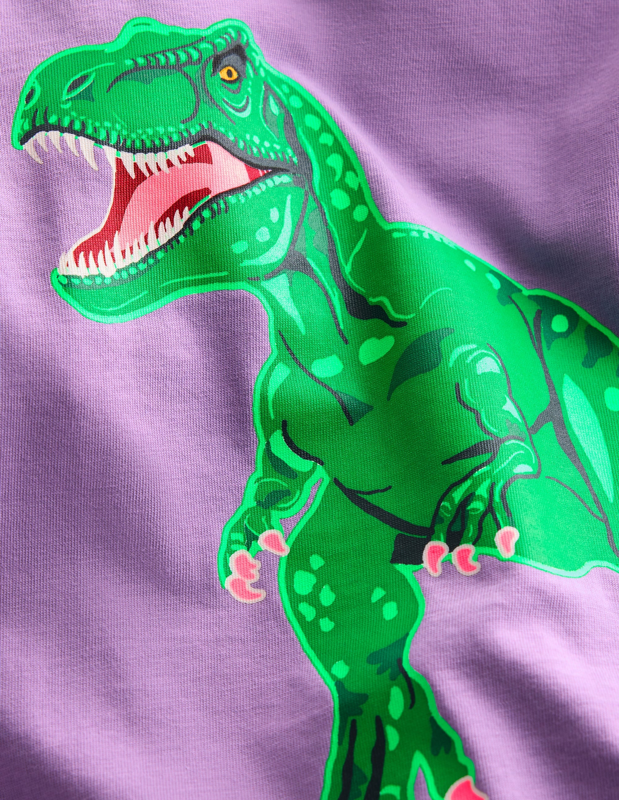Front and Back Glow T-shirt-Aster Purple, Dino Skeleton - Image 3