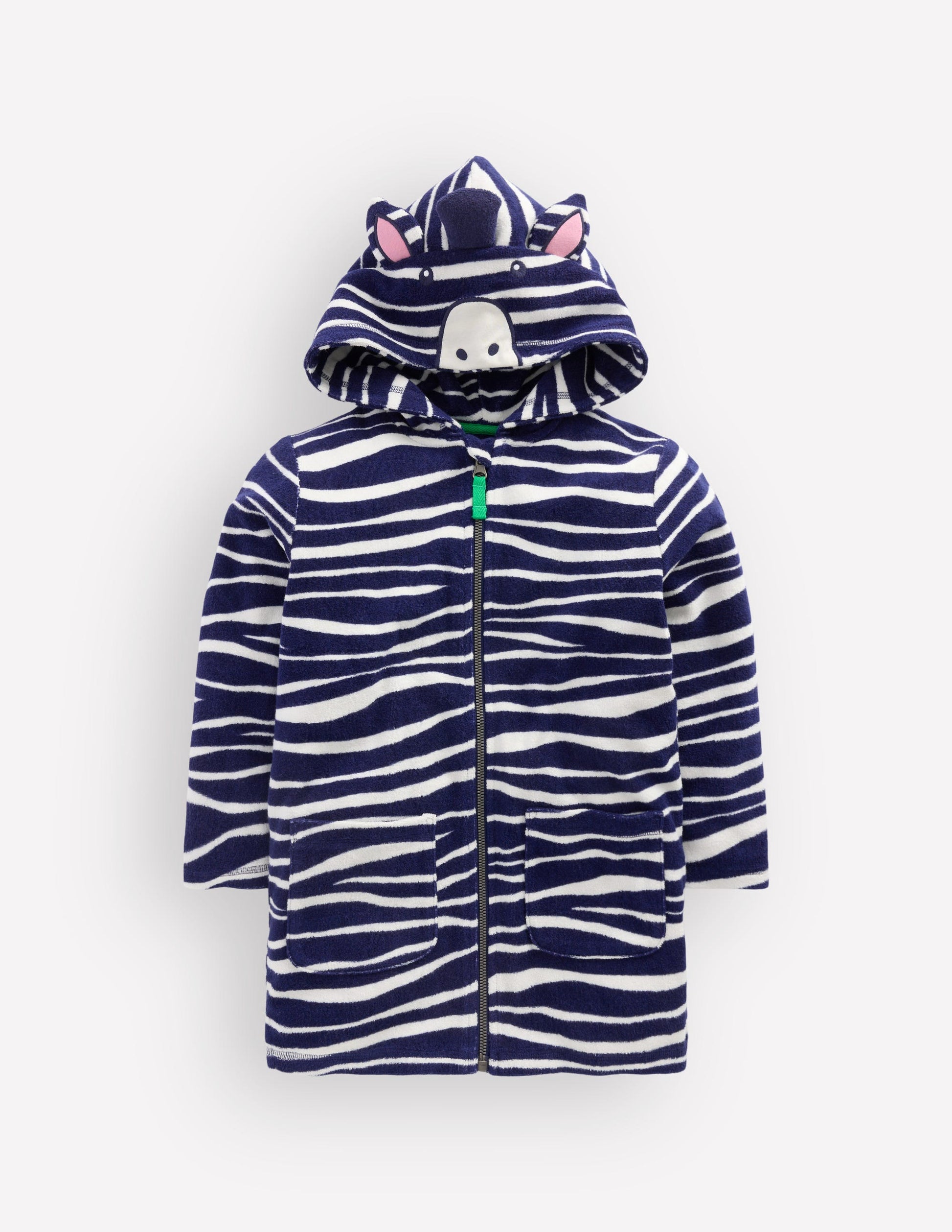 Fun Towelling Zip-up Throw On-Zebra-3