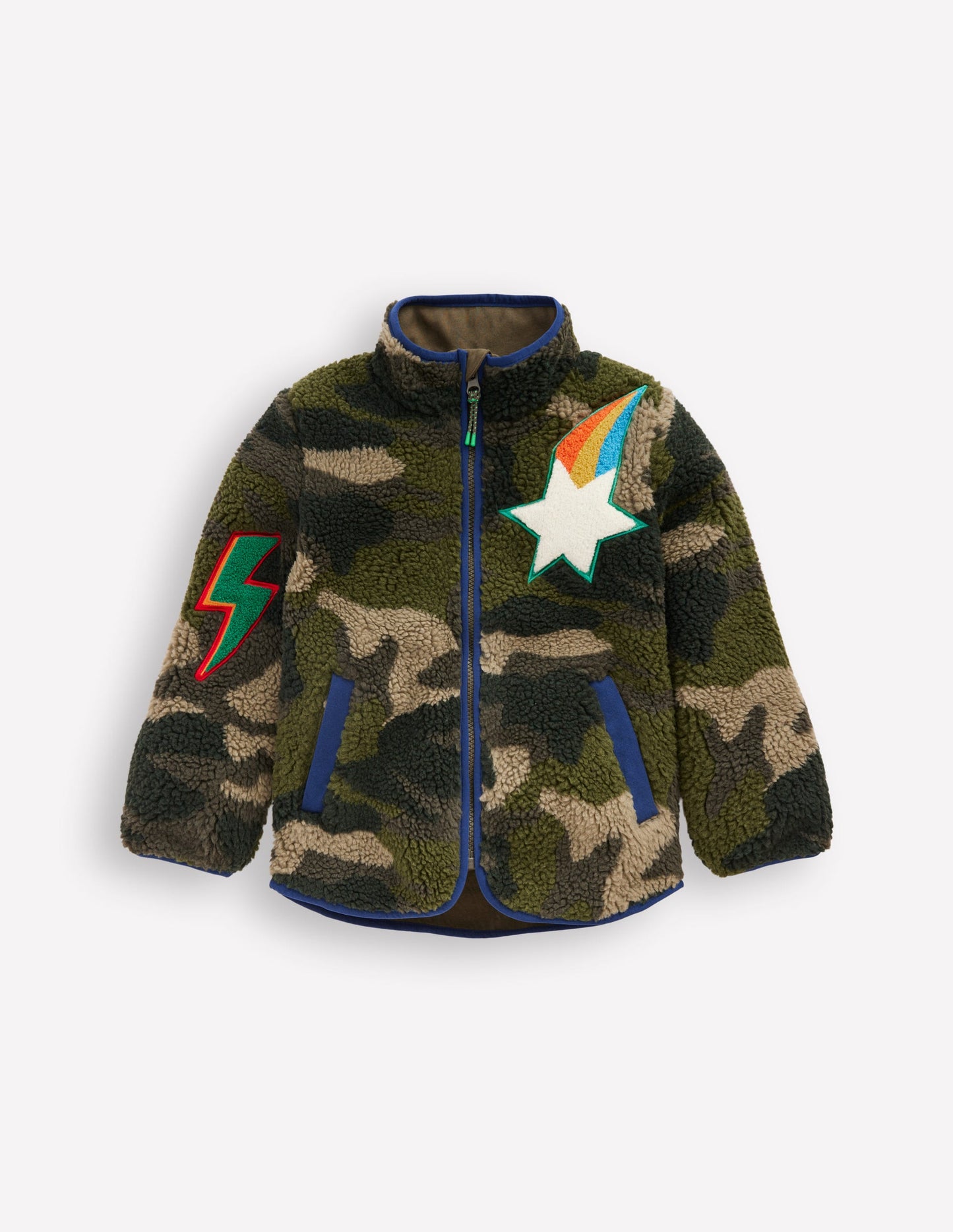 Cosy Borg Jacket-Camo Badges