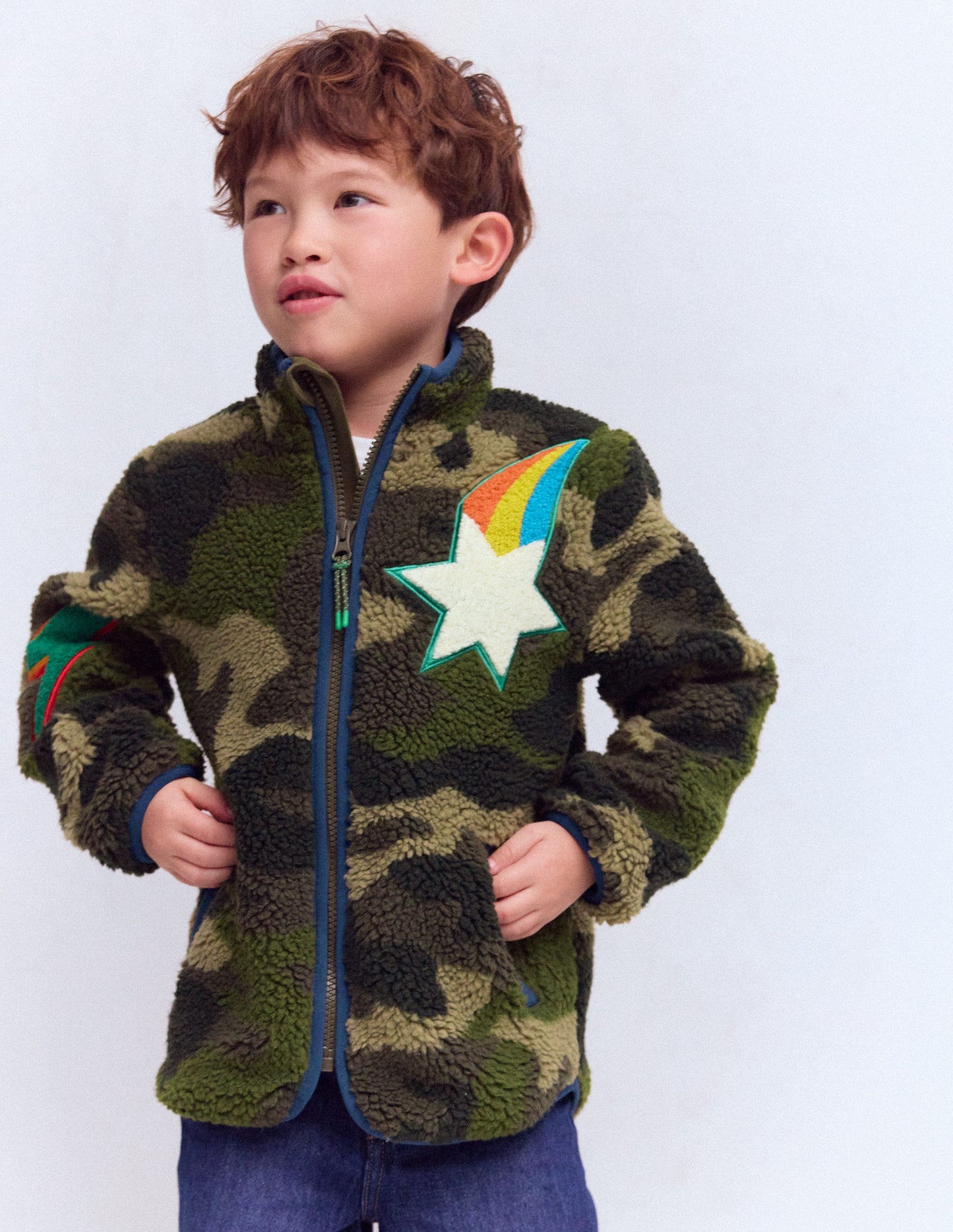 Cosy Borg Jacket-Camo Badges