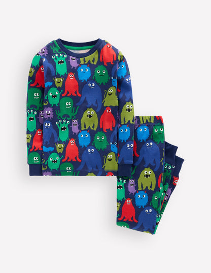 Snug Glow-in-the-dark Pyjamas-Navy Monster-1