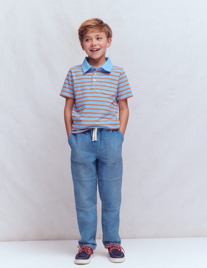 Warrior Knee Jeans-Mid Blue Wash