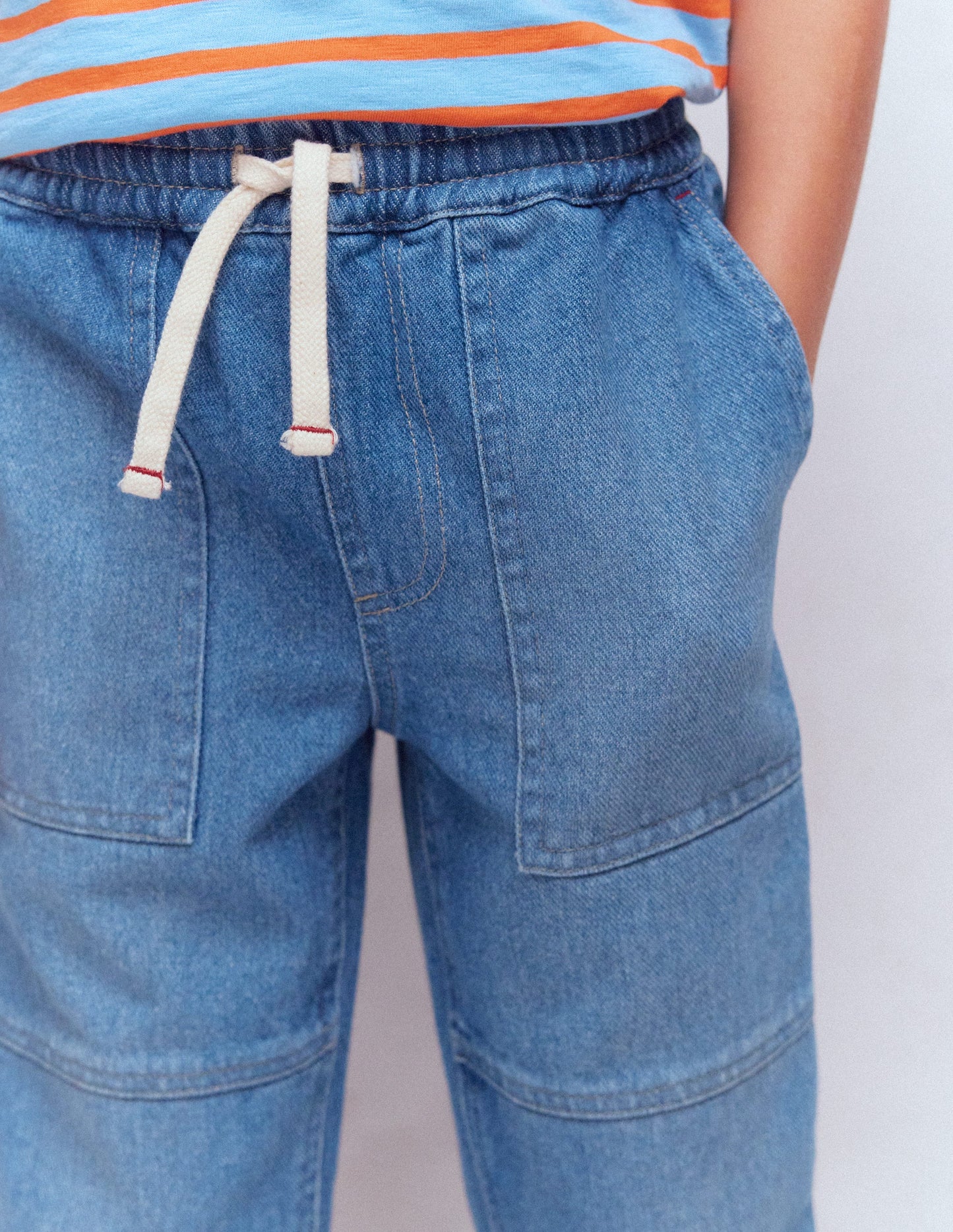 Warrior Knee Jeans-Mid Blue Wash