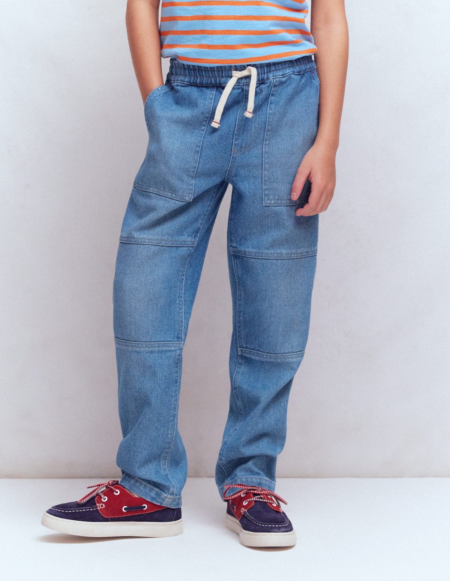 Warrior Knee Jeans-Mid Blue Wash
