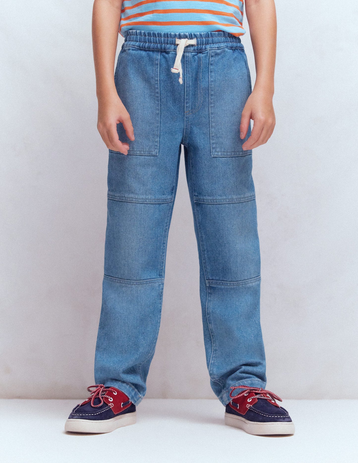 Warrior Knee Jeans-Mid Blue Wash