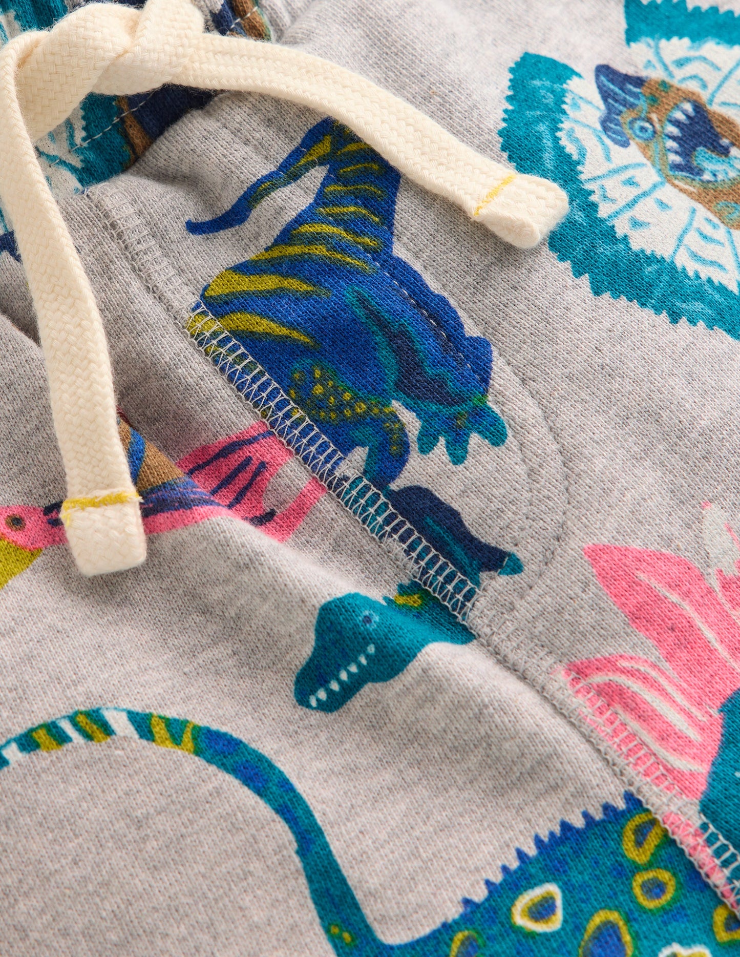 Printed Shorts-Grey Dinos