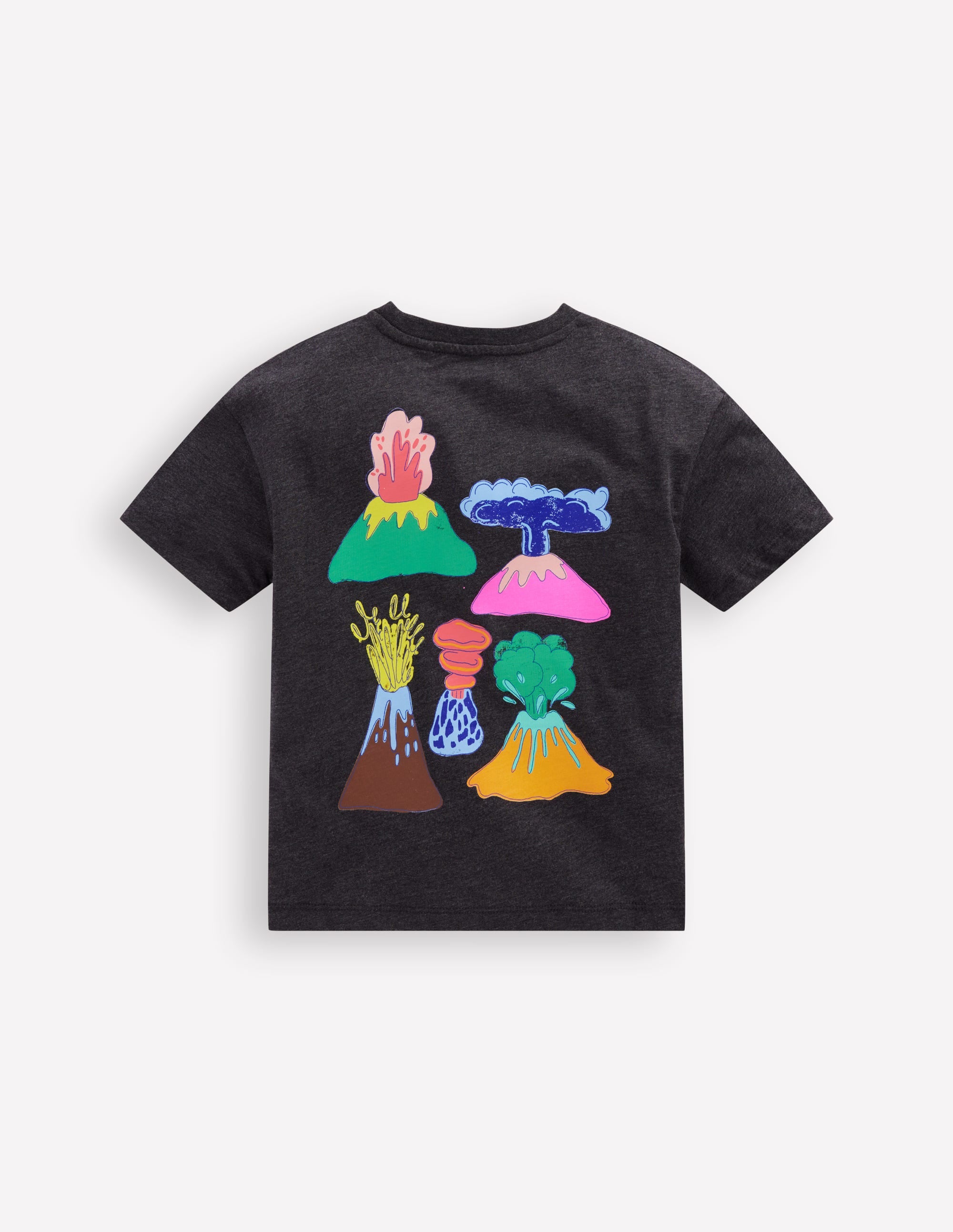 Front & Back Printed T-shirt-Charcoal Volcanoes - Image 2