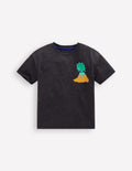 Front & Back Printed T-shirt-Charcoal Volcanoes