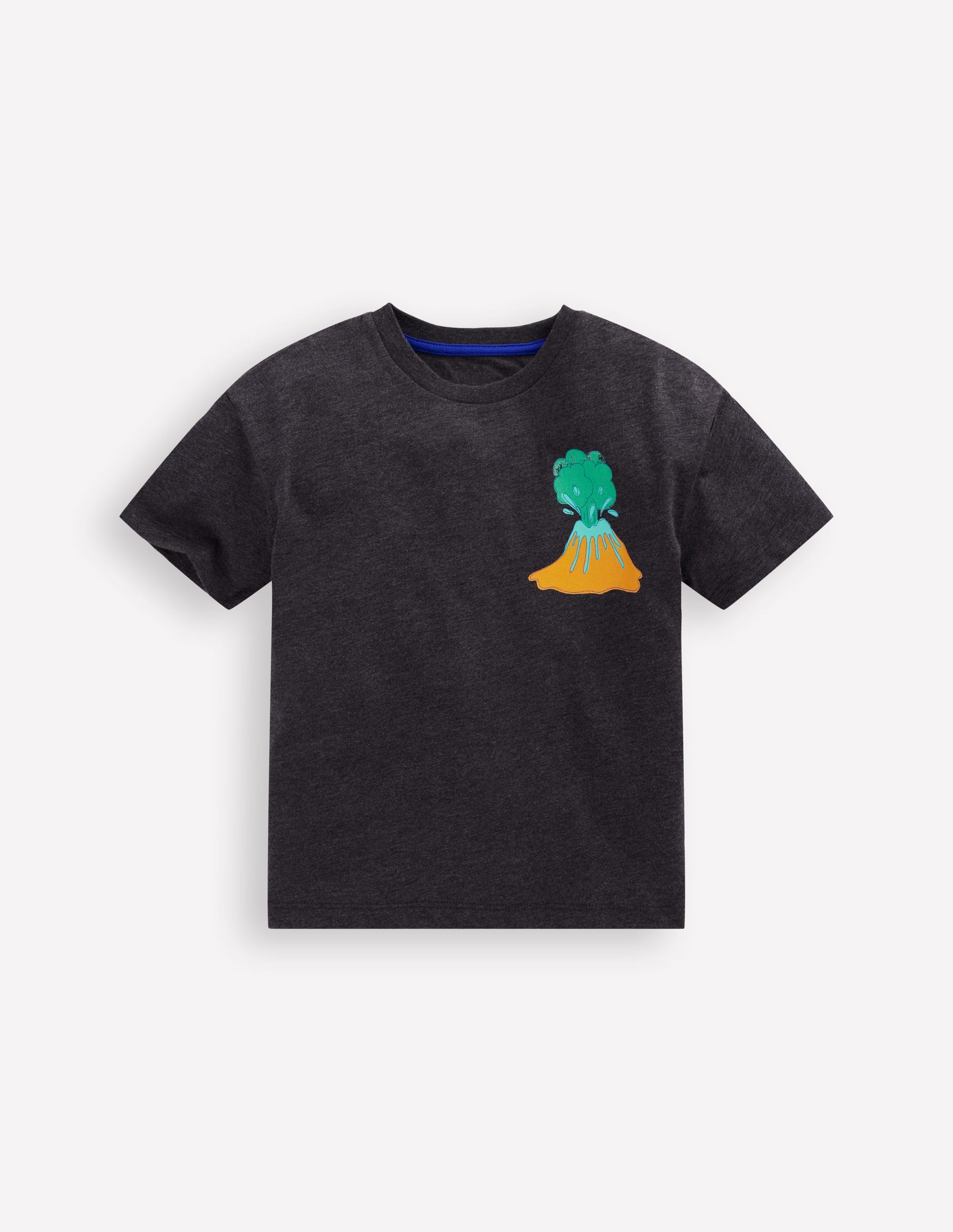 Front & Back Printed T-shirt-Charcoal Volcanoes-1