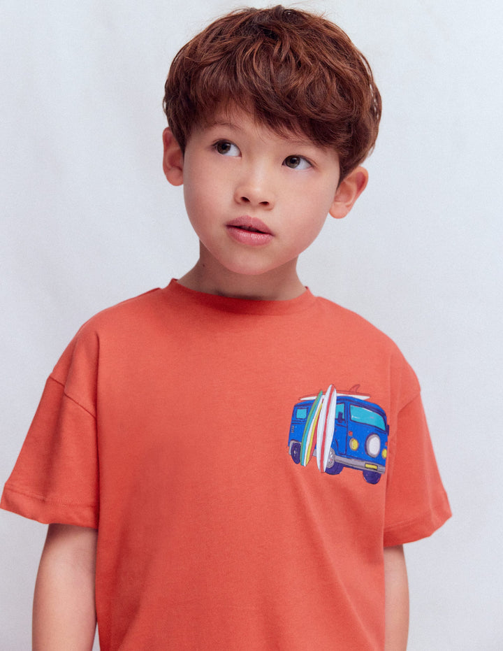Front & Back Printed T-shirt-Burnt Sienna Camper Van