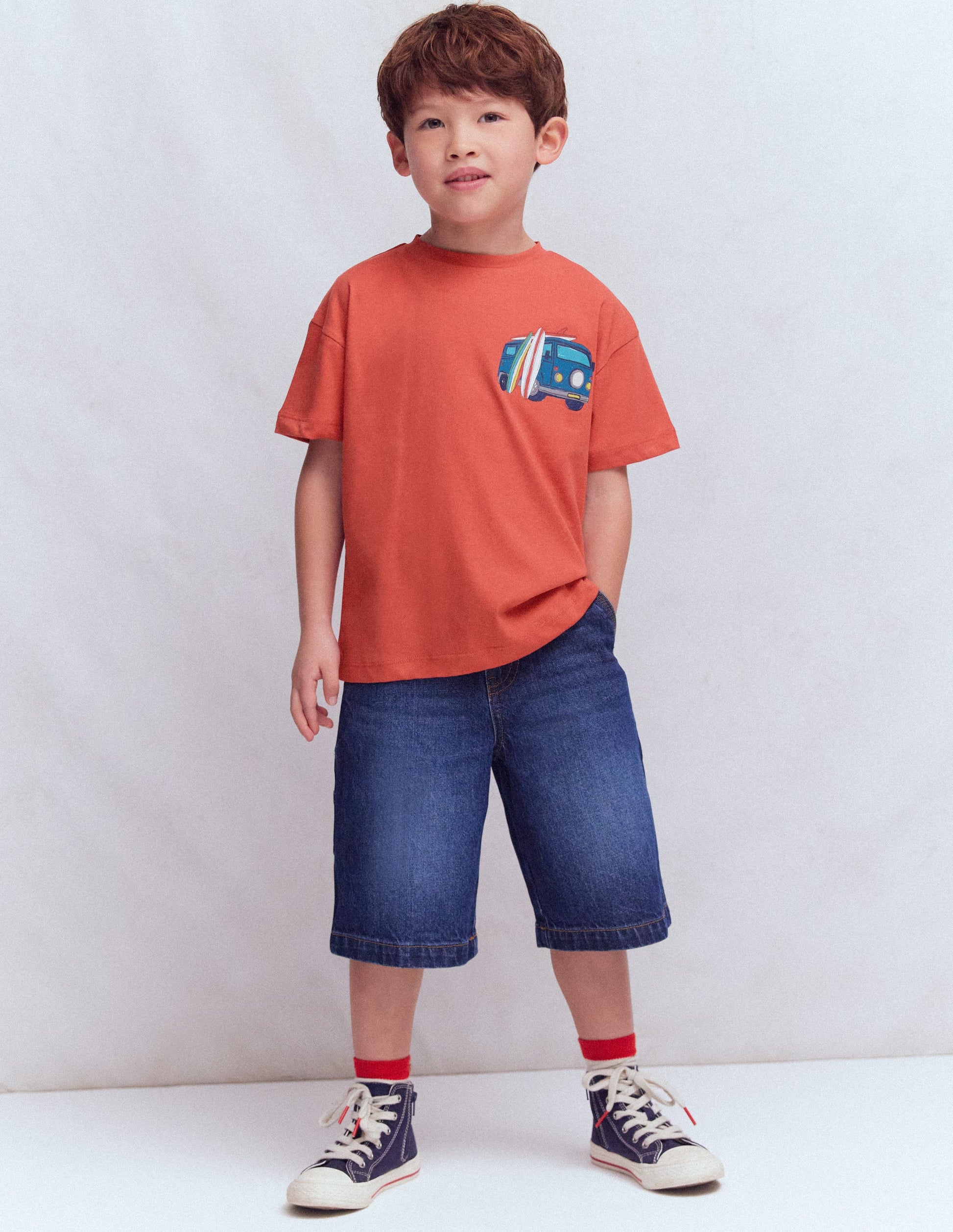 Front & Back Printed T-shirt-Burnt Sienna Camper Van-2