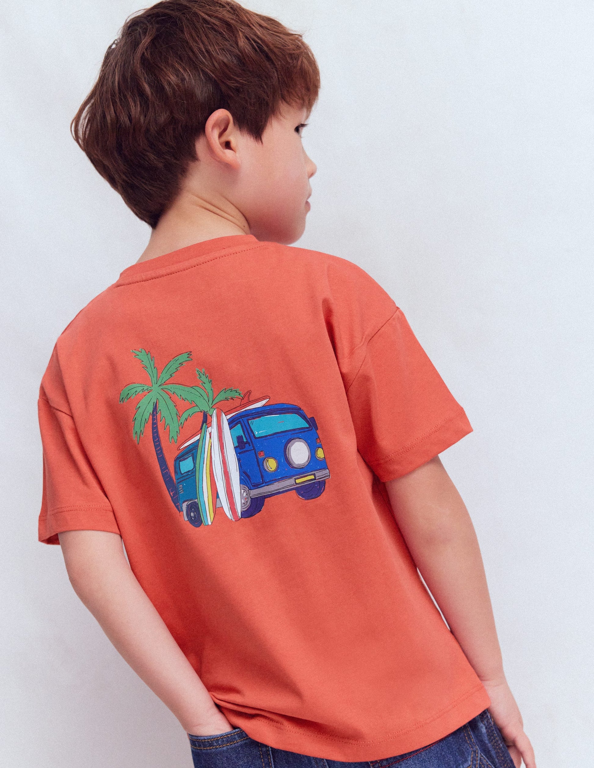 Front & Back Printed T-shirt-Burnt Sienna Camper Van-3
