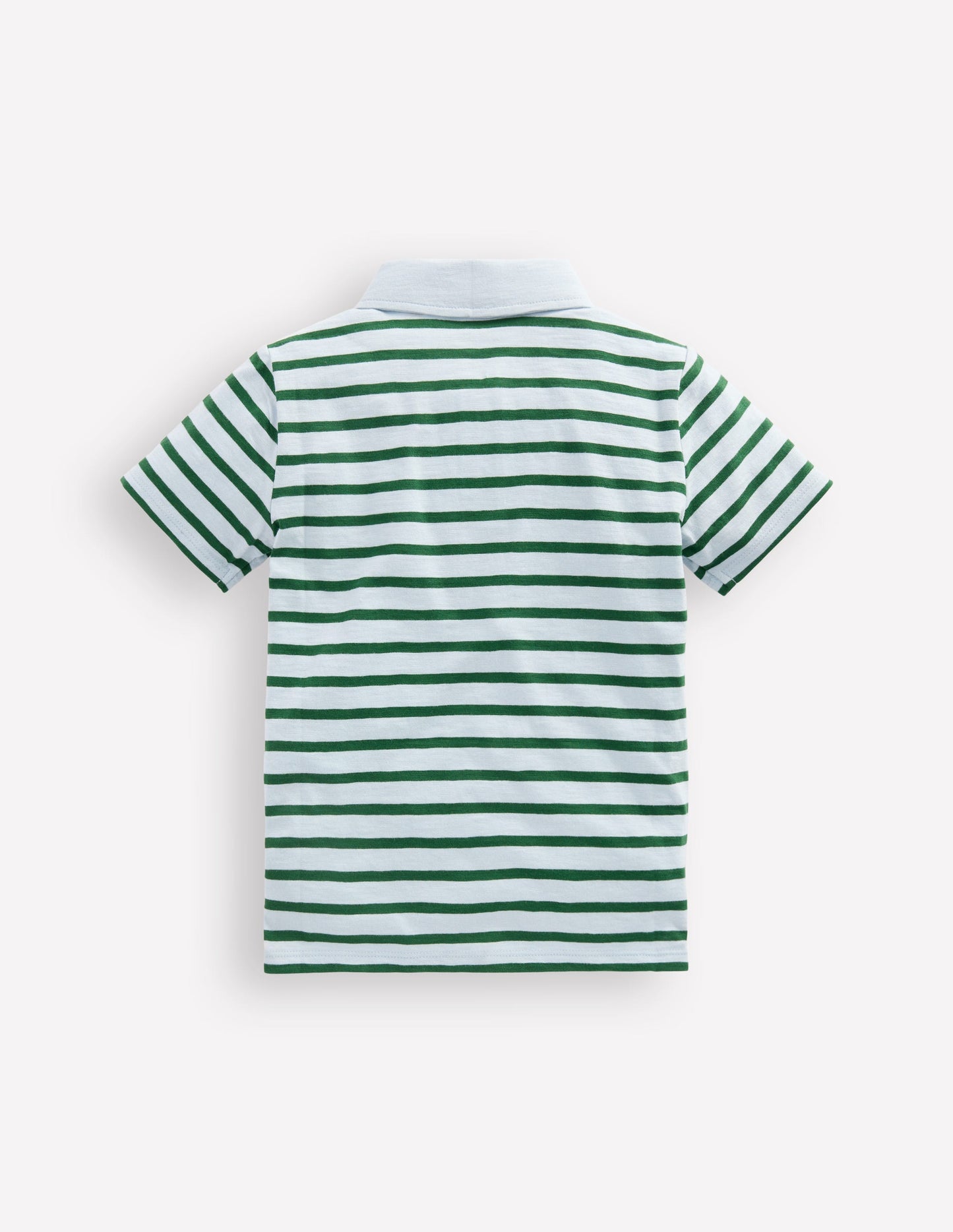 Slub Polo Shirt-Misty Blue/ Pine Green