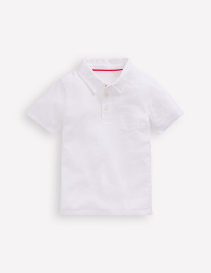 Slub Polo Shirt-White-1