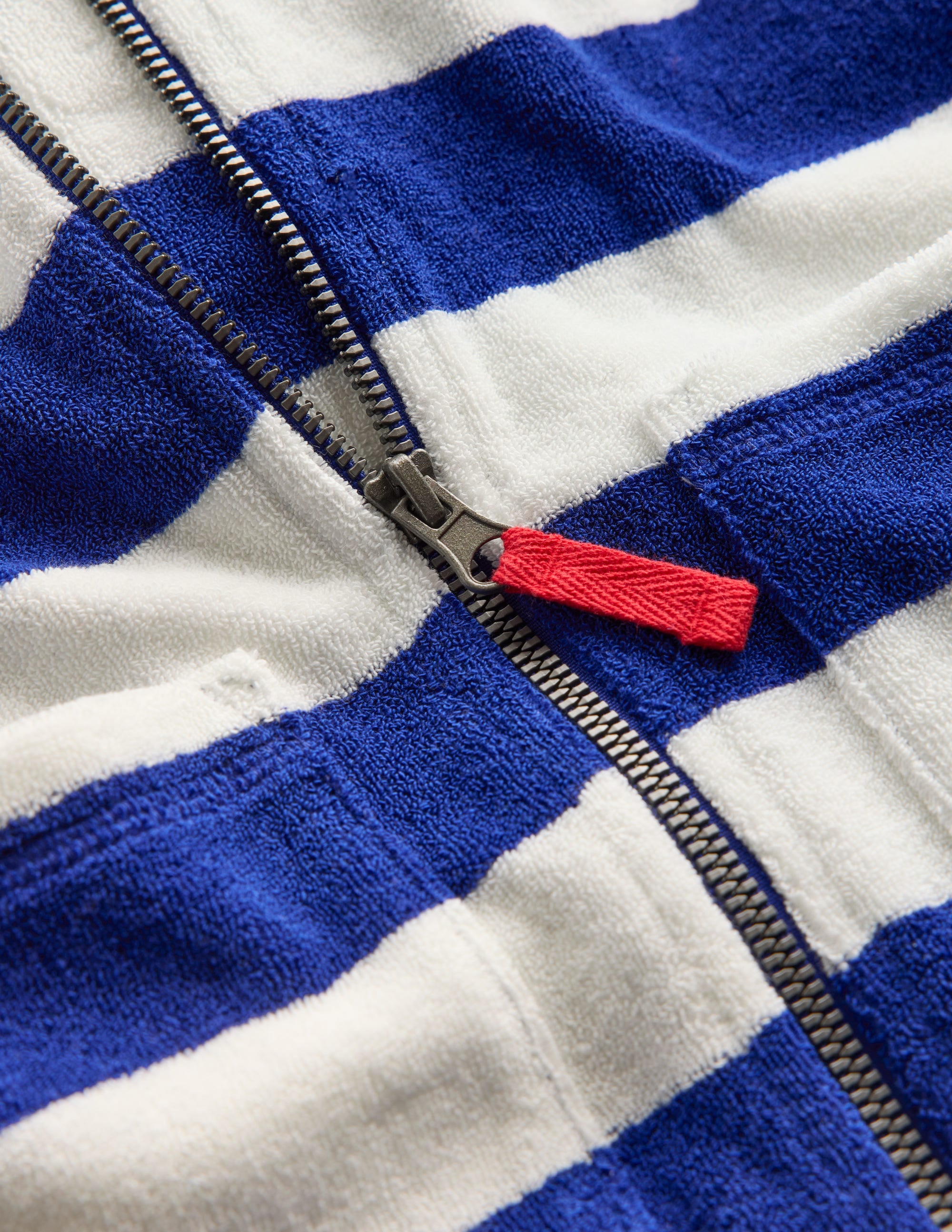 Towelling Zip-Up Throw-On-Sapphire Blue Stripe - Image 3