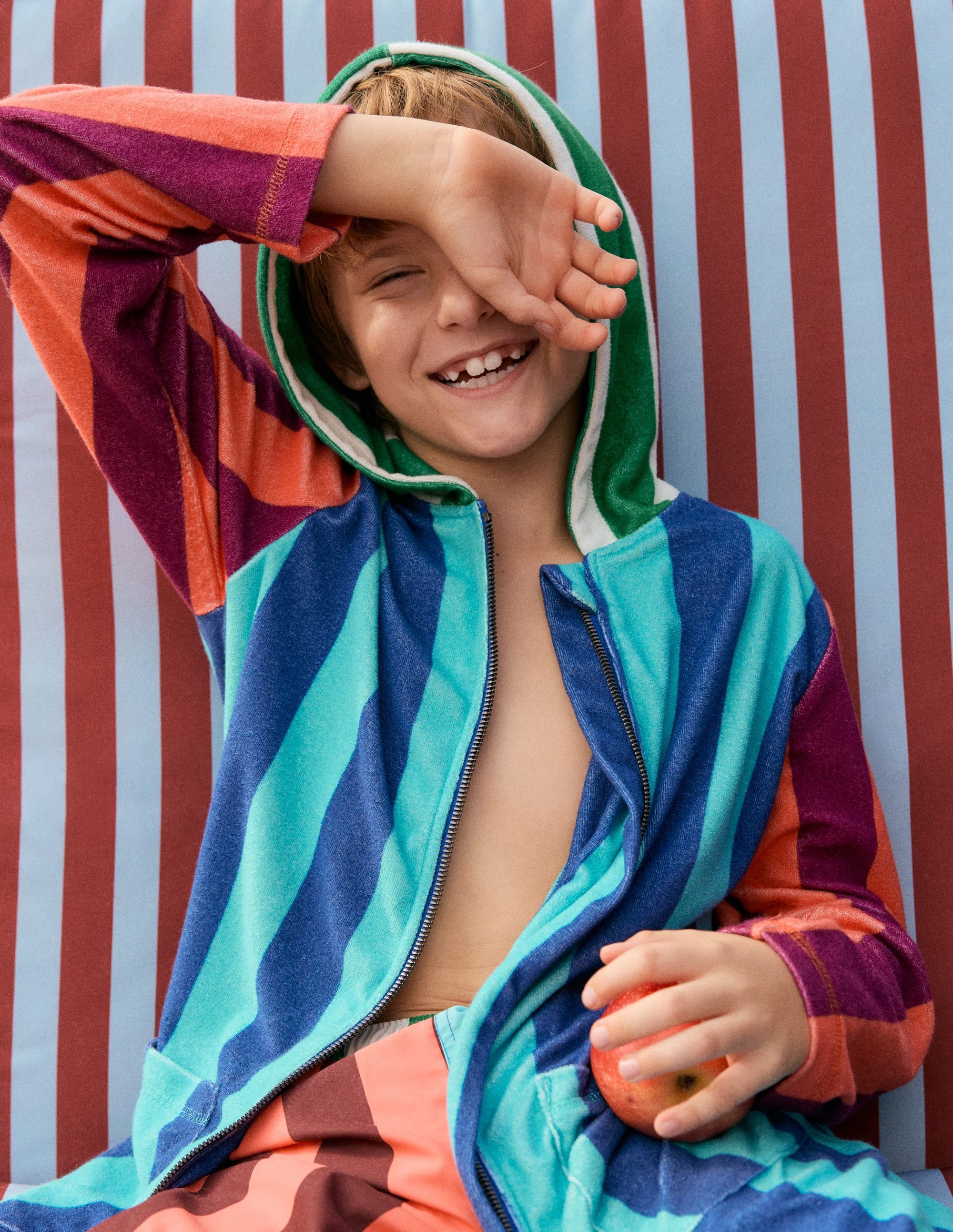 Towelling Zip-Up Throw-On-Hotch Stripe - Image 4