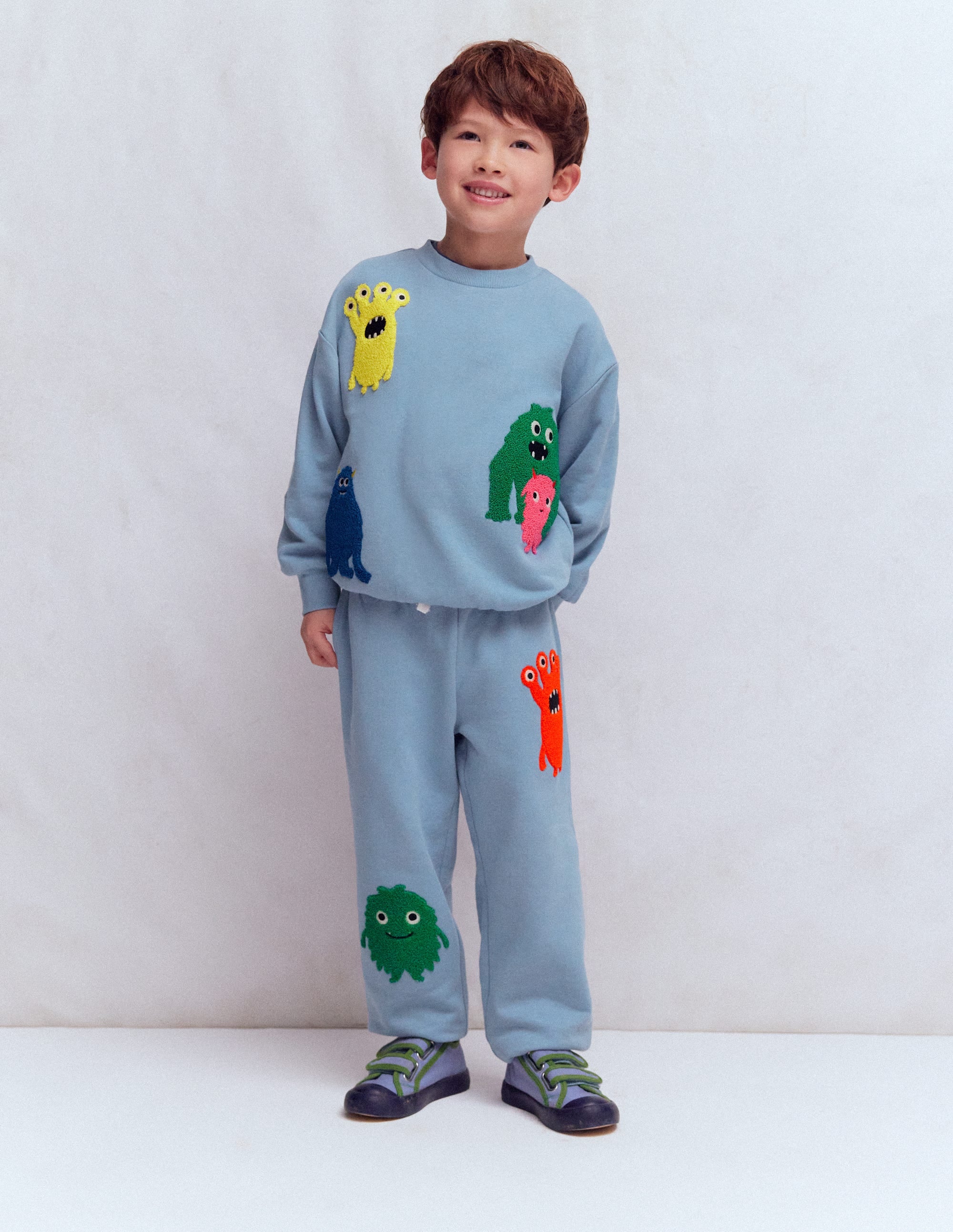 Fun Joggers-French Blue Monster Applique - Image 1