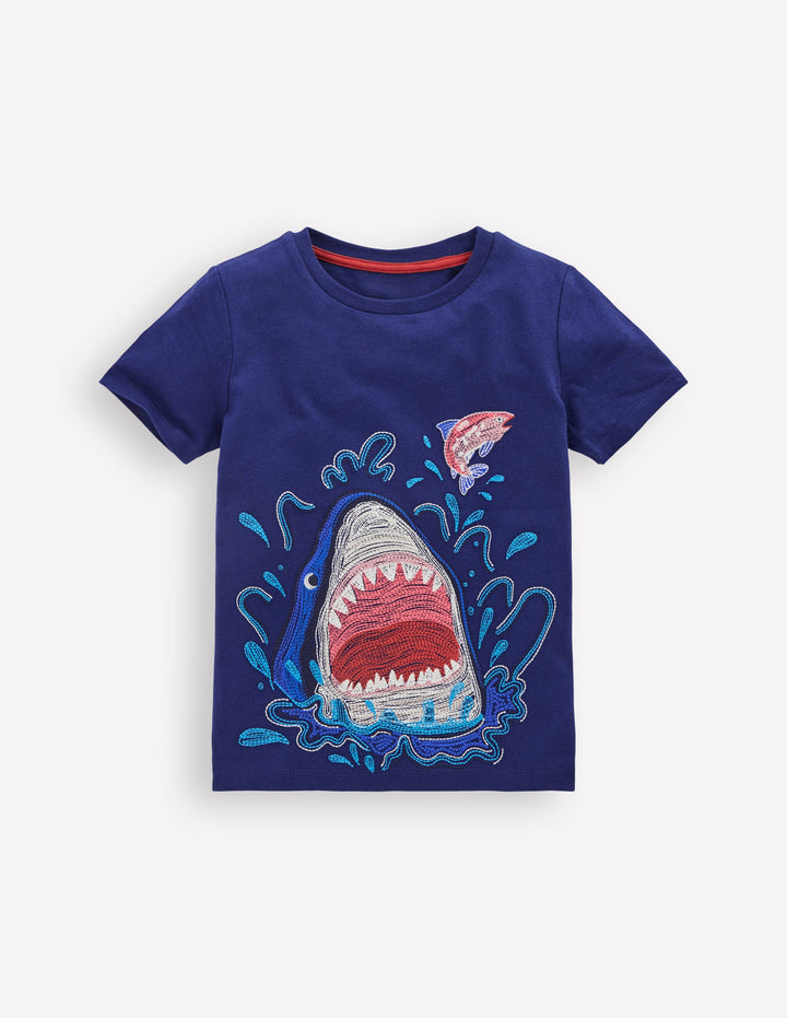 Glow Superstitch T-Shirt-MEDIEVAL BLUE