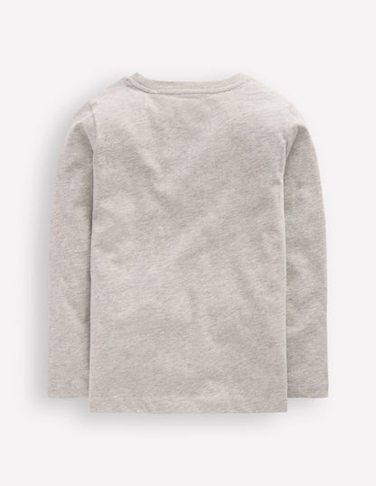 Long Sleeve Printed T-shirt-Grey Marl Tractor-2