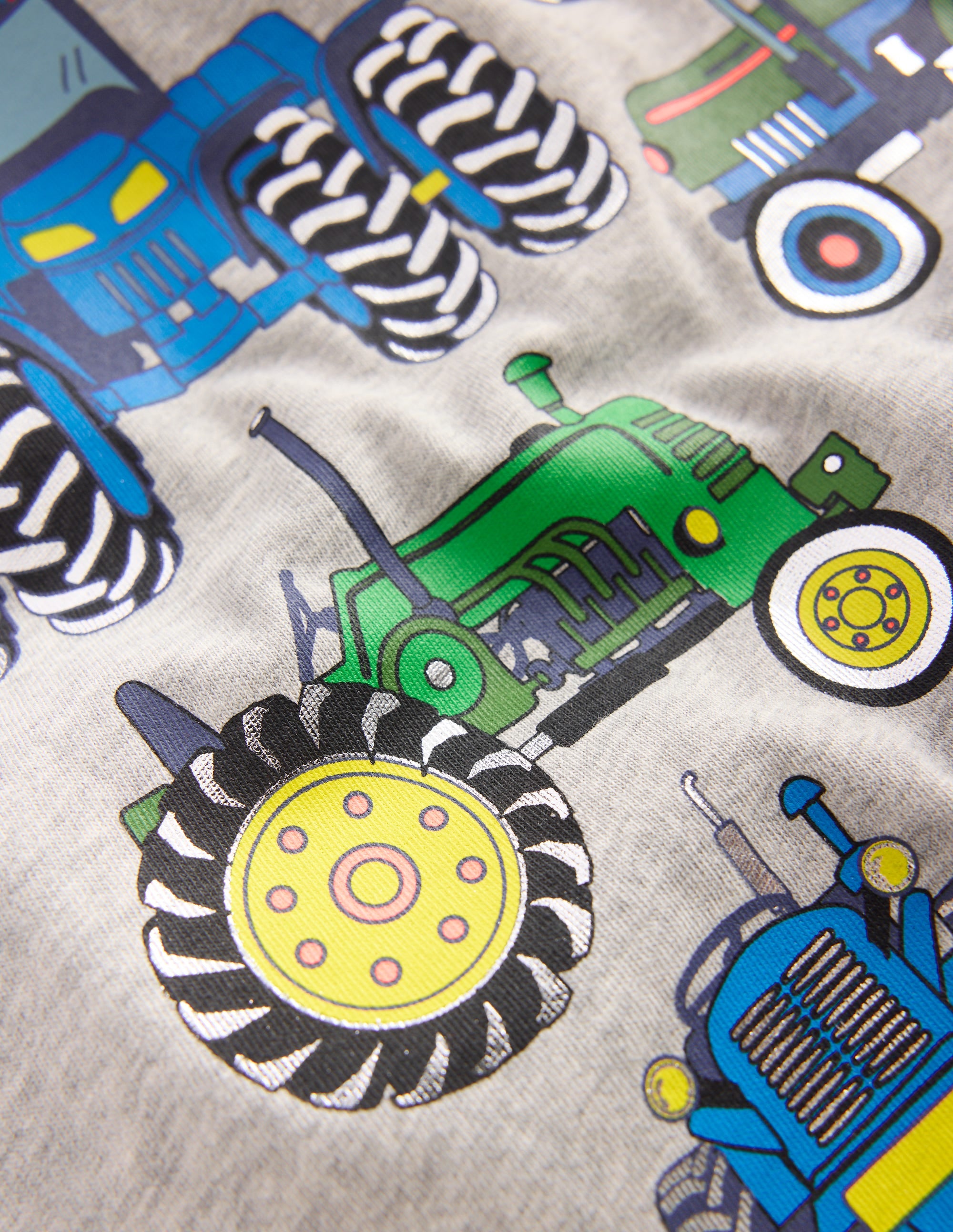 Long Sleeve Printed T-shirt-Grey Marl Tractor - Image 3