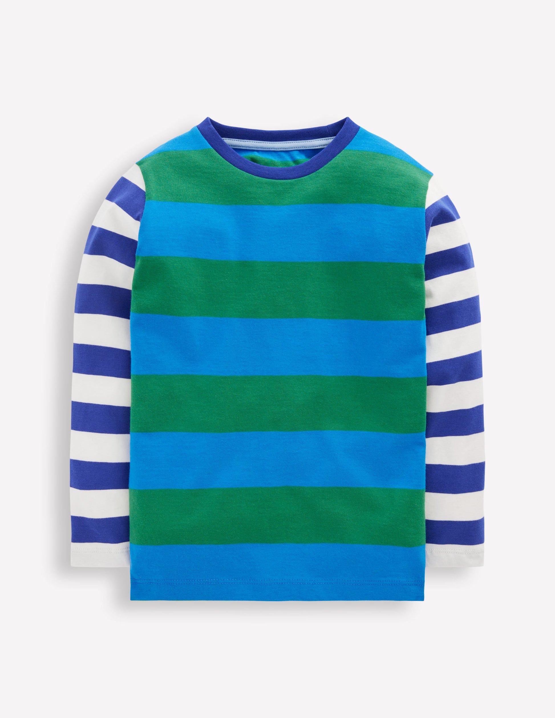 Long Sleeve Hotchpotch T-shirt-Blue/Green/Orange-1