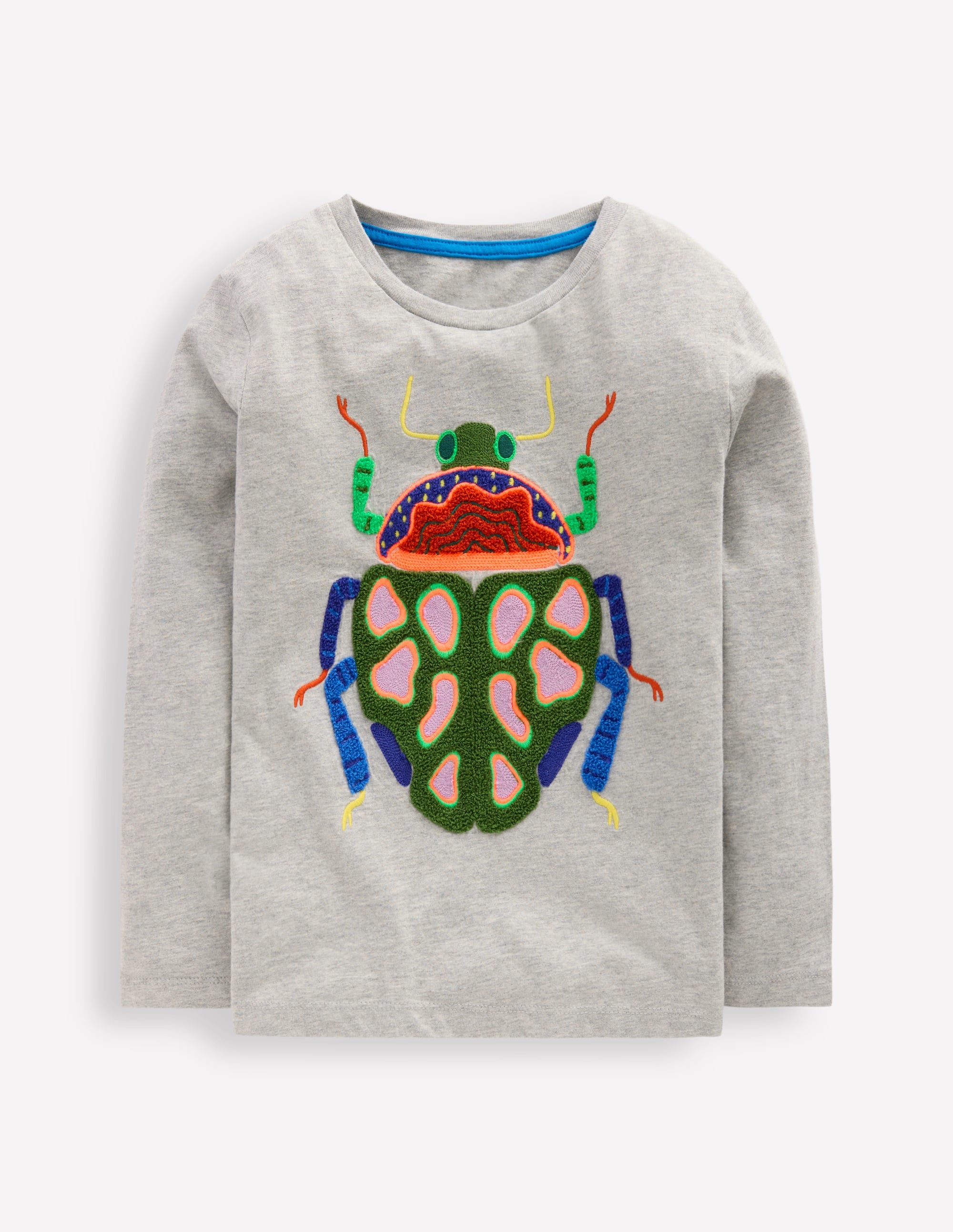 Long Sleeve Appliqué T-shirt-Grey insect - Image 1
