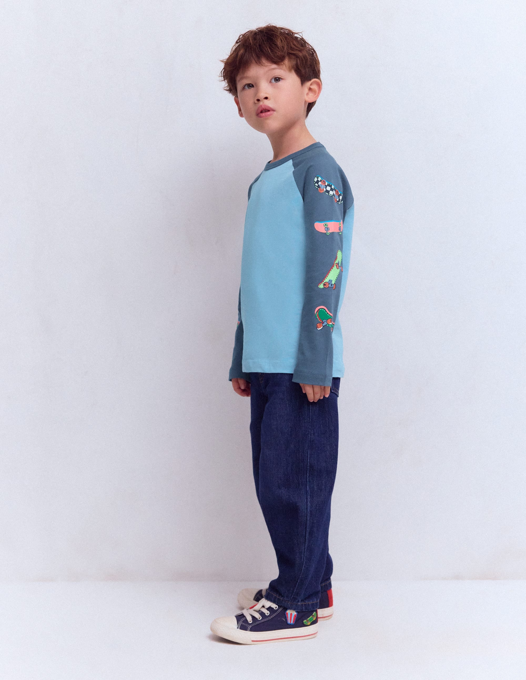 Printed Sleeve Raglan T-shirt-Blue Weekend Skateboards - Image 1