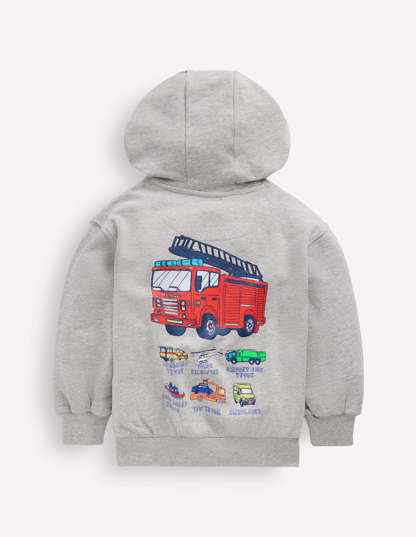 Front and Back Hoodie-Grey Marl Firetrucks