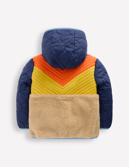 Chevron Borg Jacket-Orange Multi-8