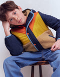 Chevron Borg Jacket-Orange Multi