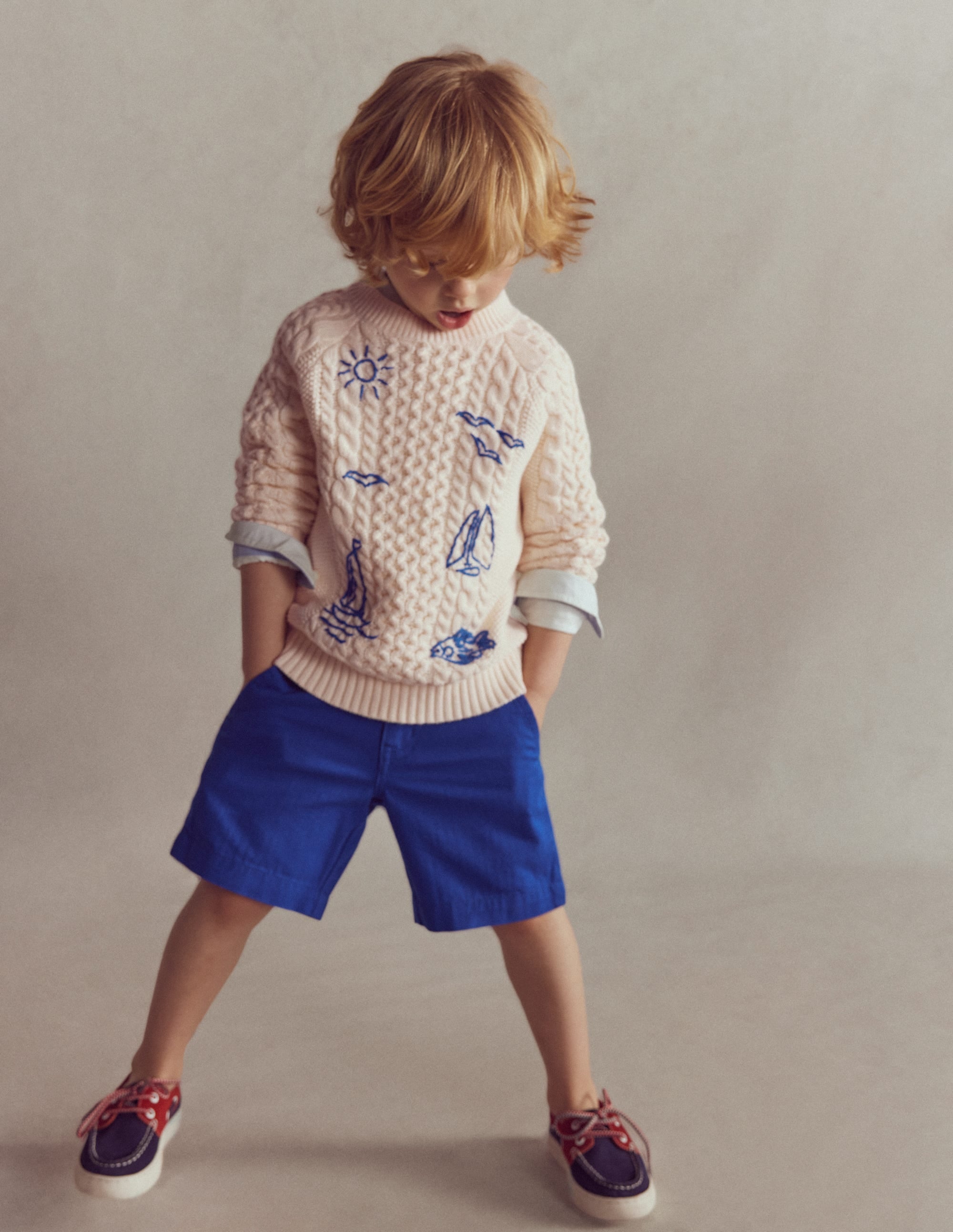Cable Embroidered Jumper-Warm Ivory - Image 2