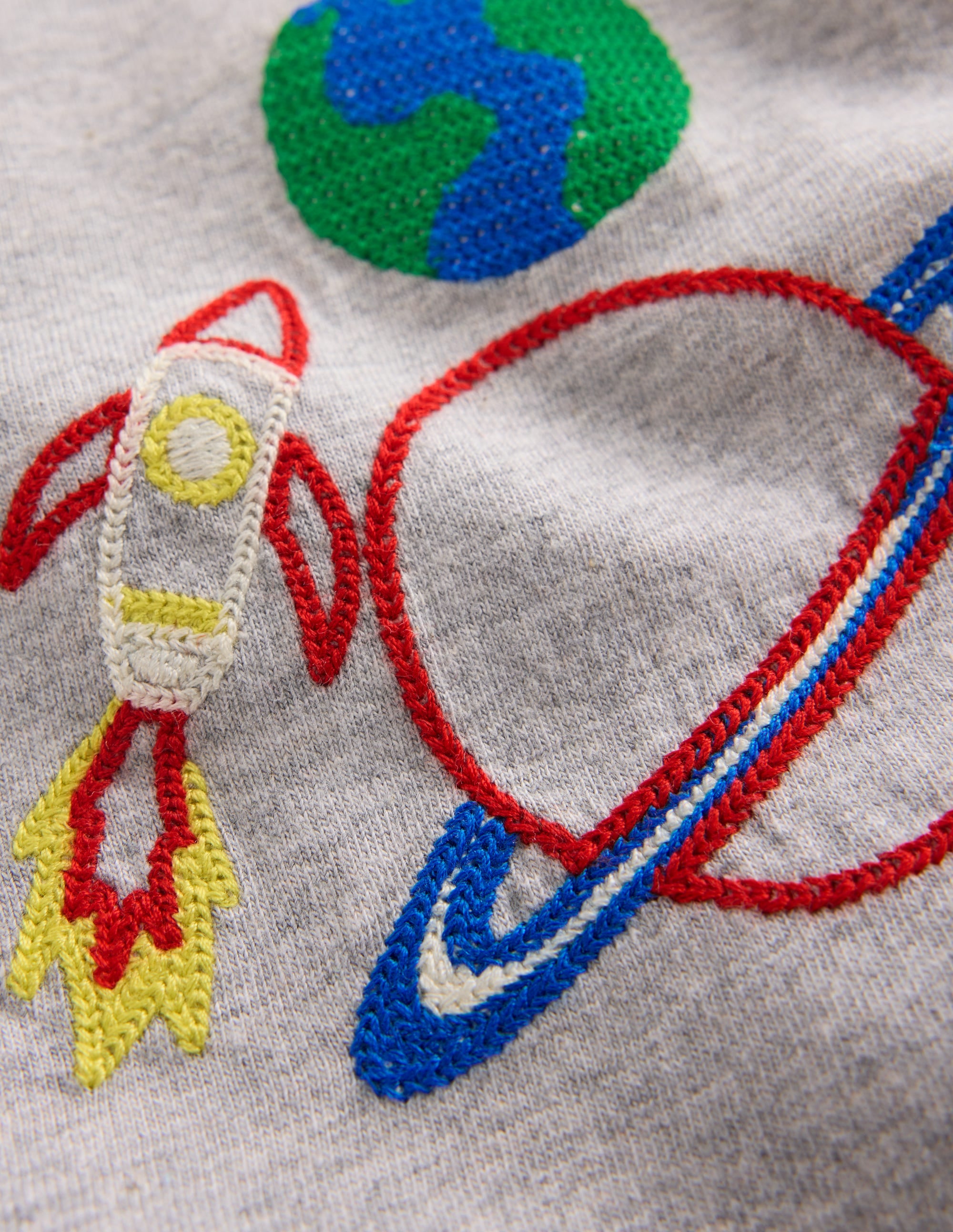 Relaxed Embroidered T-shirt-Grey Marl Space - Image 3