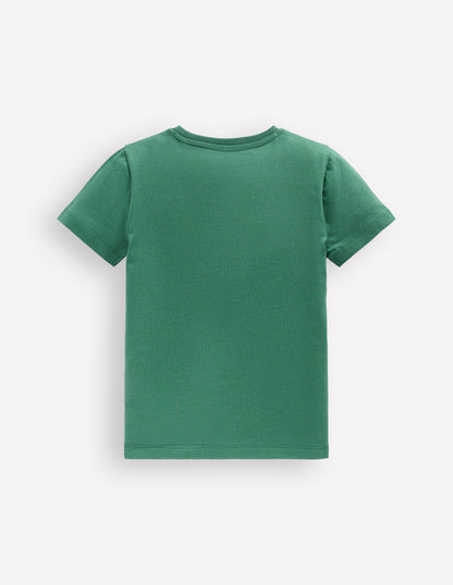 Linear Stitch T-shirt-Spruce Green Dinos-2