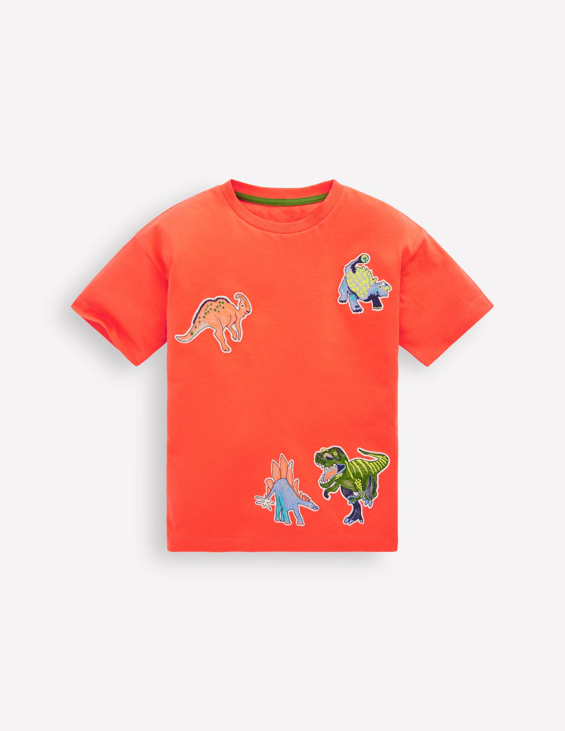 Badge T-Shirt-Coral Orange Dinos-1