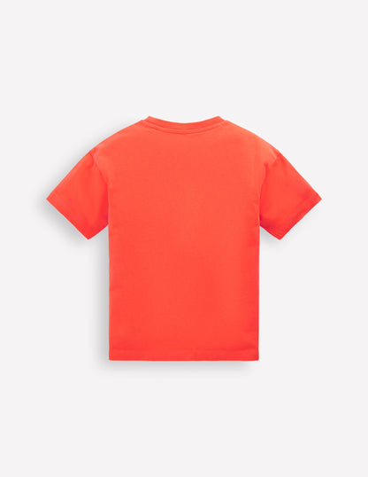 Badge T-Shirt-Coral Orange Dinos-2
