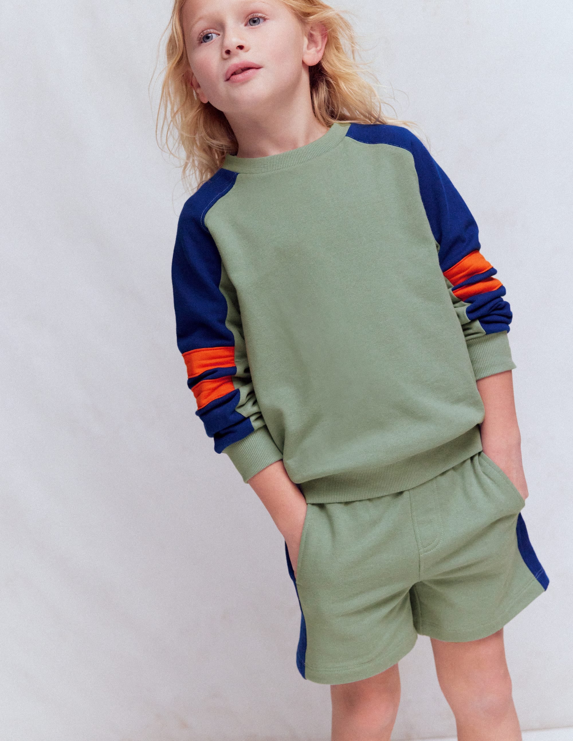 Colourblock Sleeve Sweatshirt-CHINOISE GREEN COLOURBLOCK - Image 1
