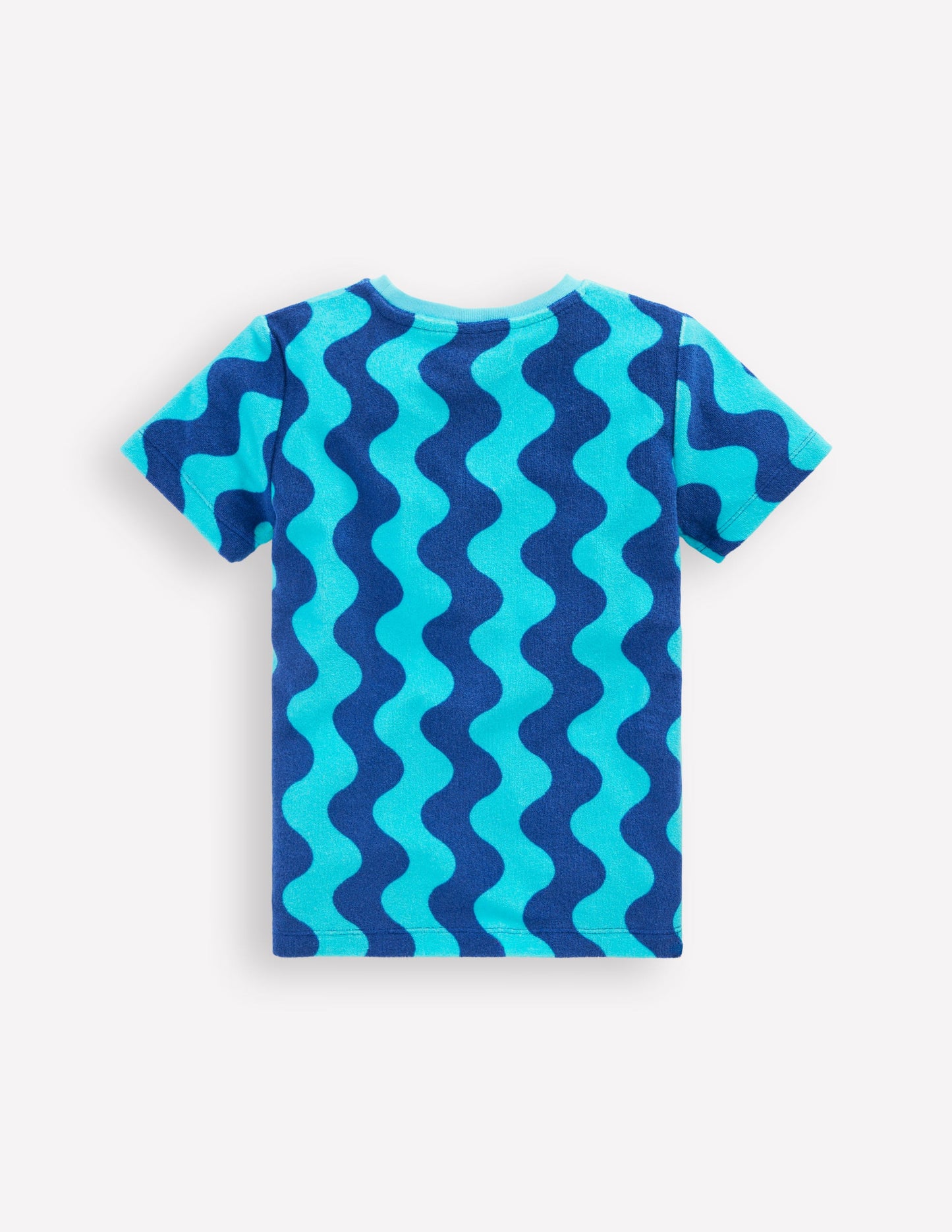 Short Sleeve Towelling T-shirt-Blue Waves