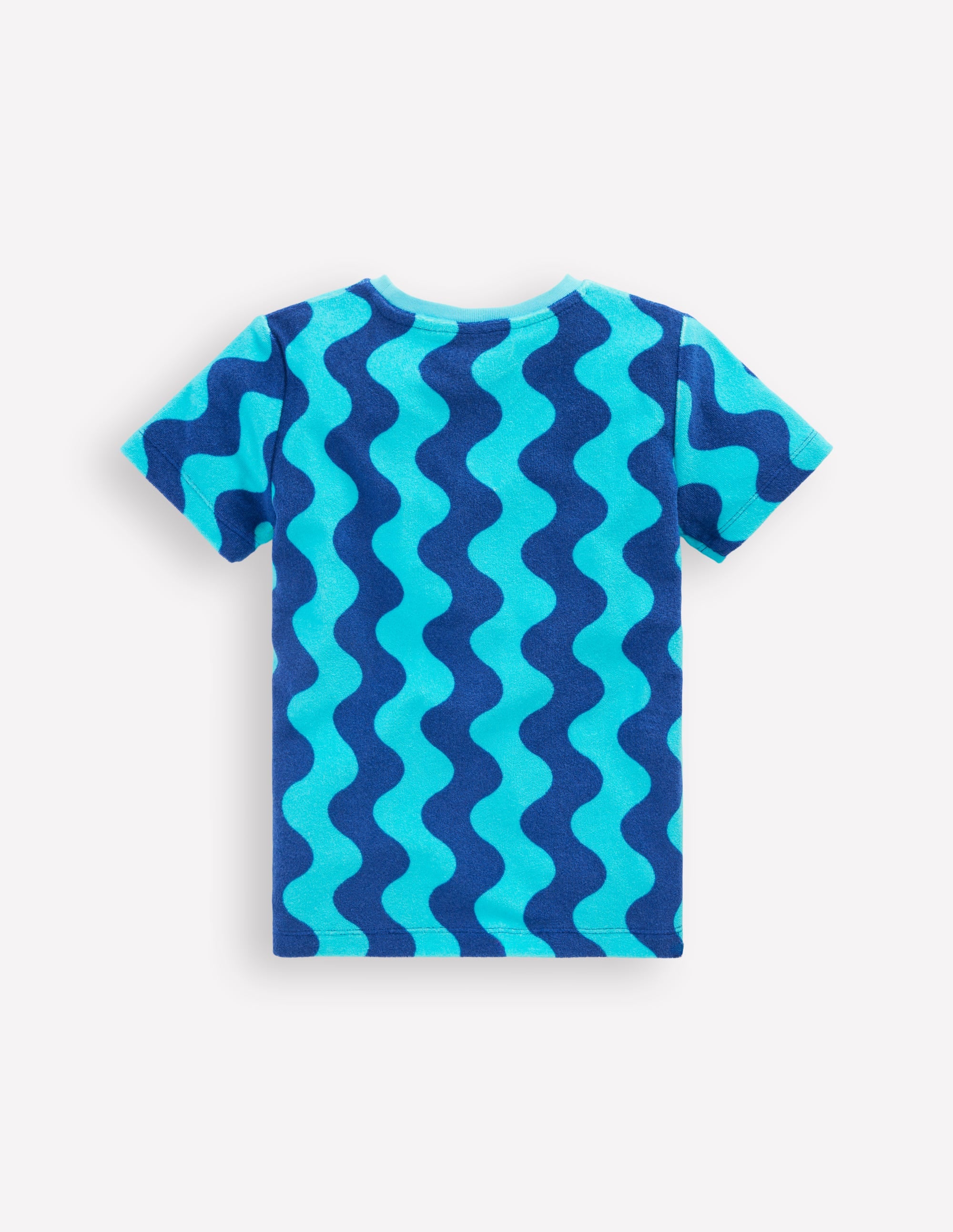 Short Sleeve Towelling T-shirt-Blue Waves - Image 2