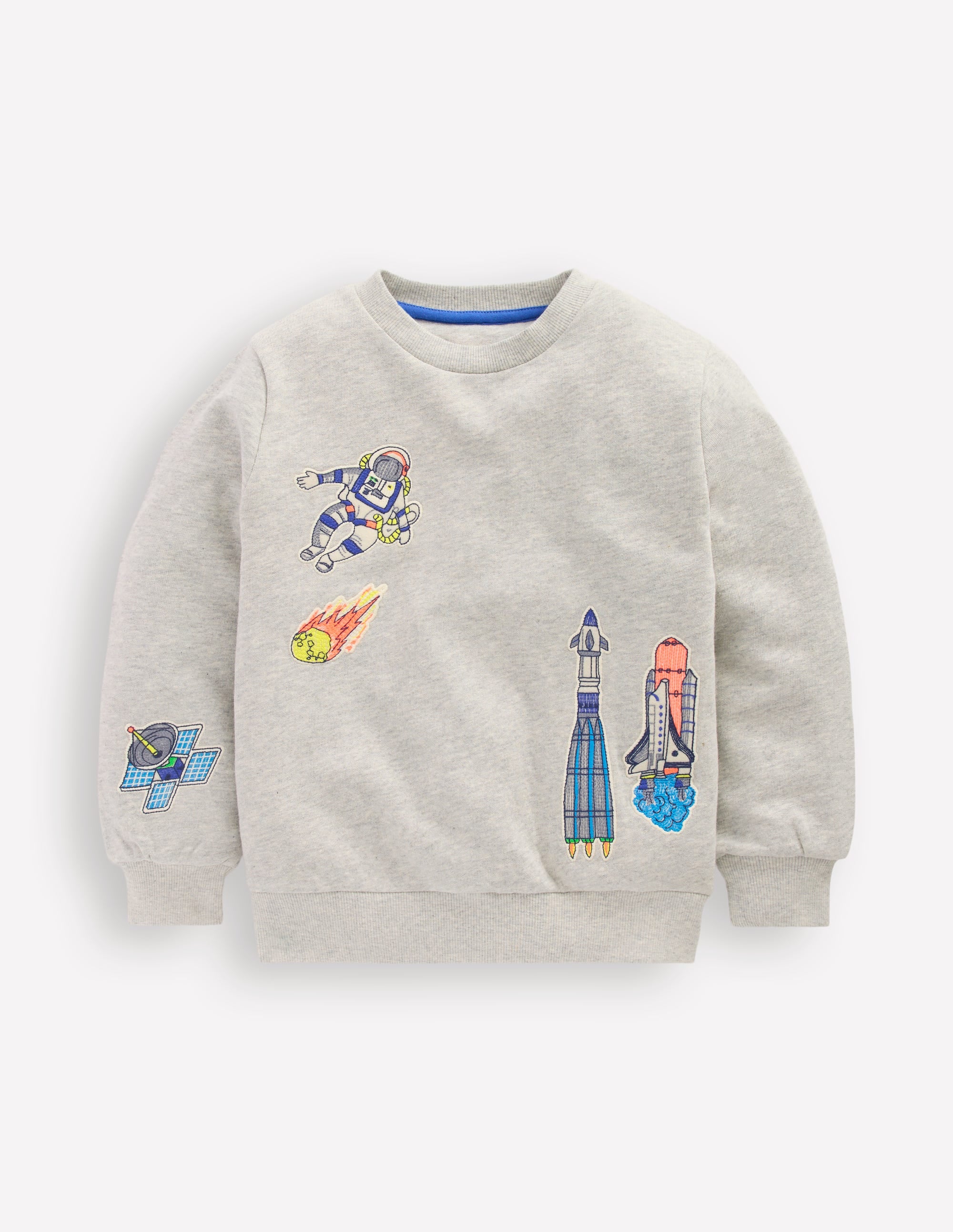 Badge Sweatshirt-Grey Marl Space - Image 6